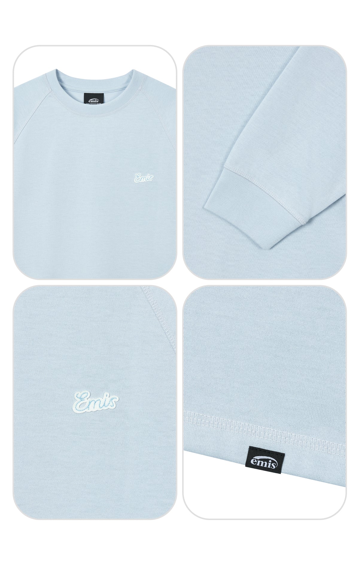 Emis Small Line Patch Raglan LS T-Shirt-Ash Blue