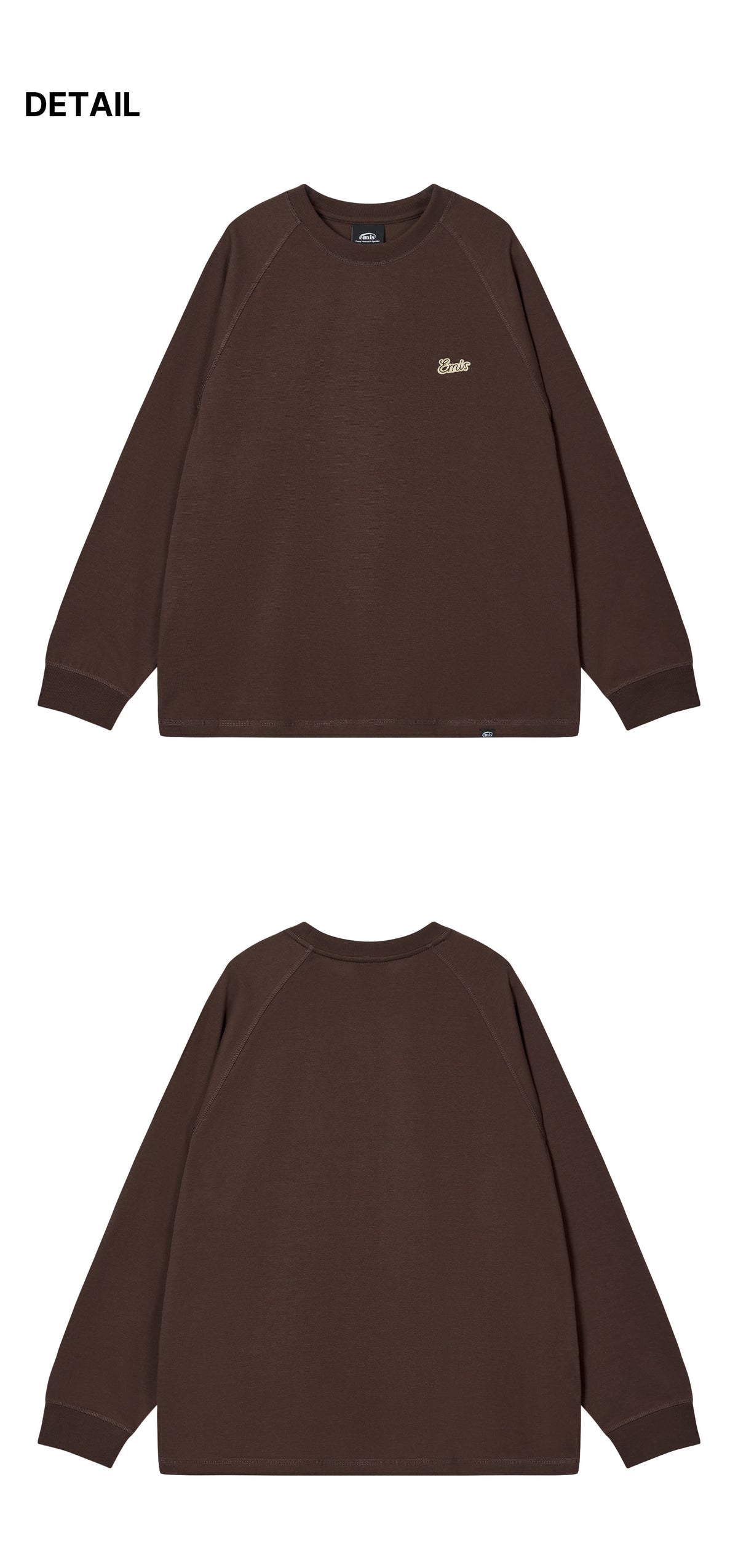 Emis Small Line Patch Raglan LS T-Shirt-Brown