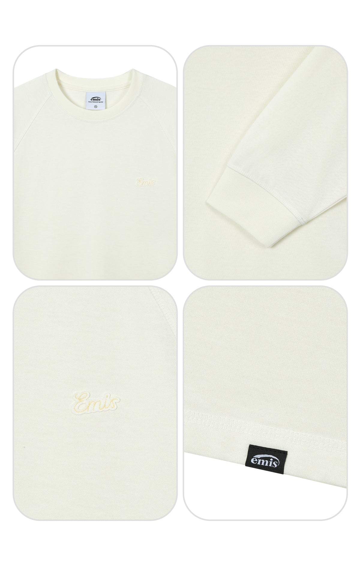 Emis Small Line Patch Raglan LS T-Shirt-Cream