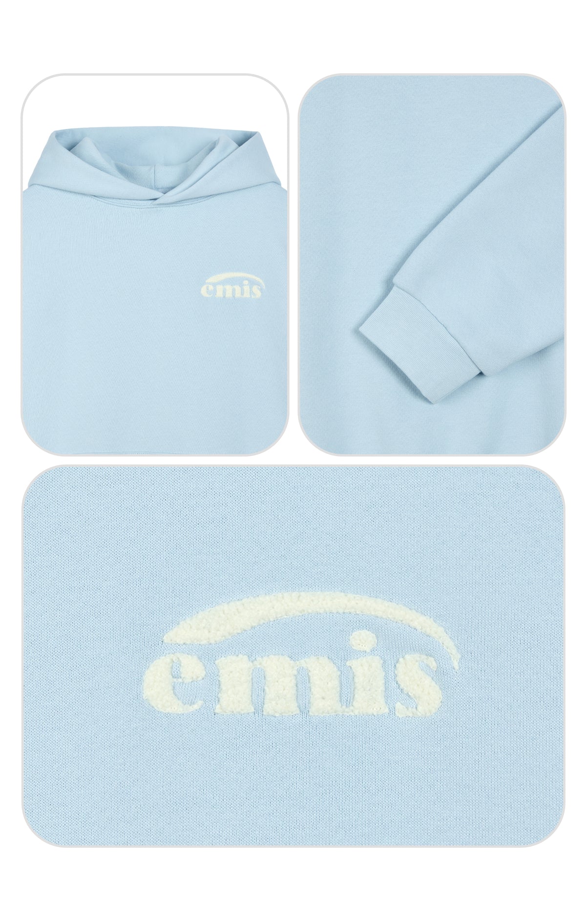 Emis Boucle Logo Hoodie-Ash Blue