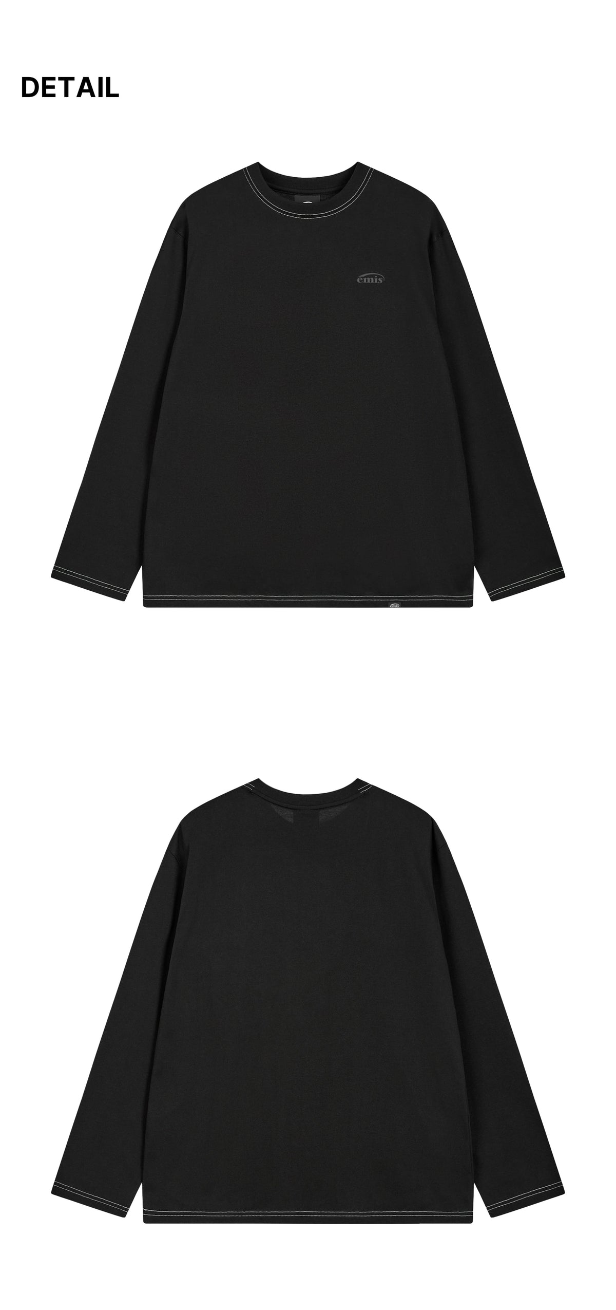 Emis Mono Logo Print LS T-Shirt-Black