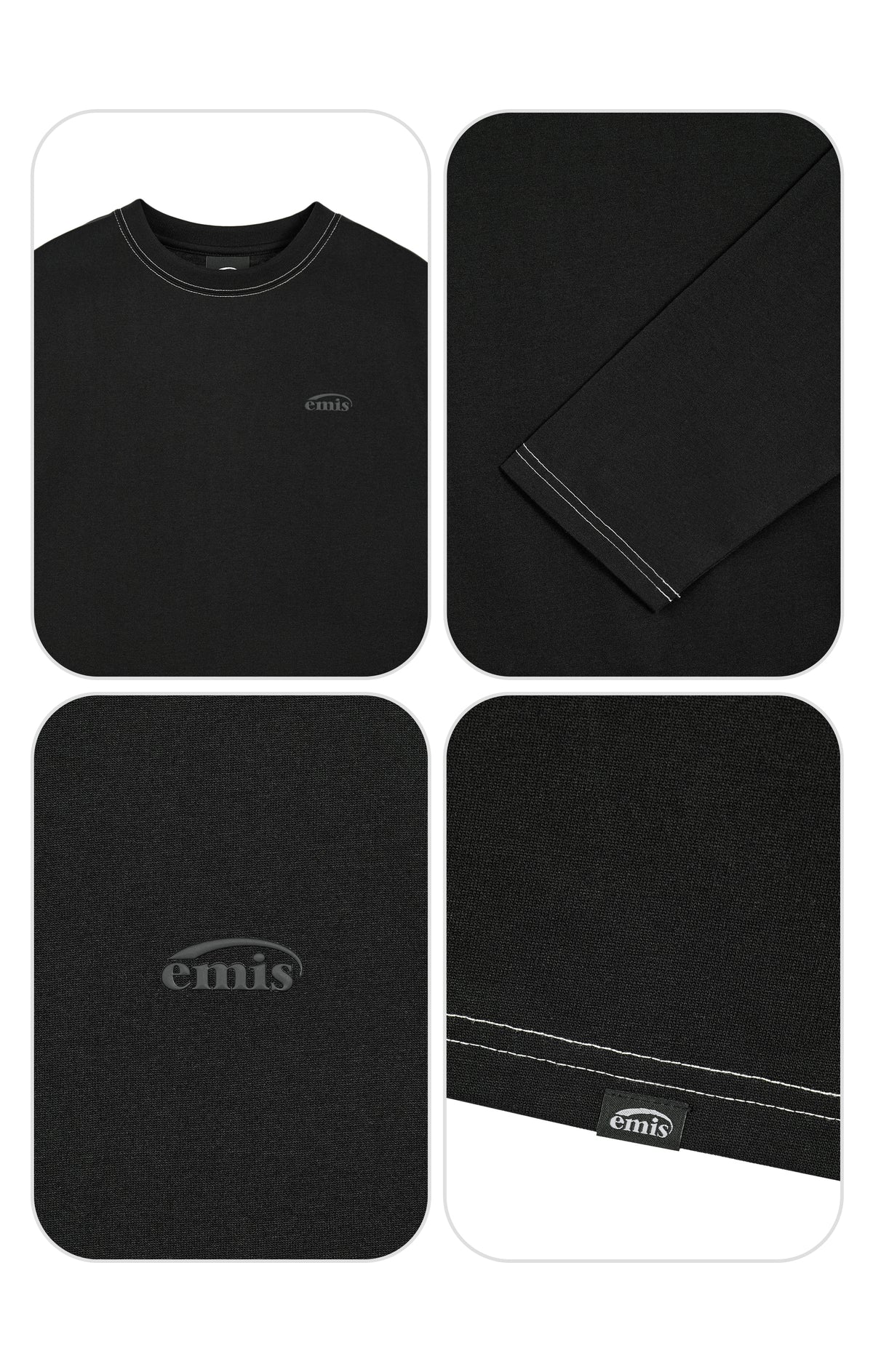 Emis Mono Logo Print LS T-Shirt-Black