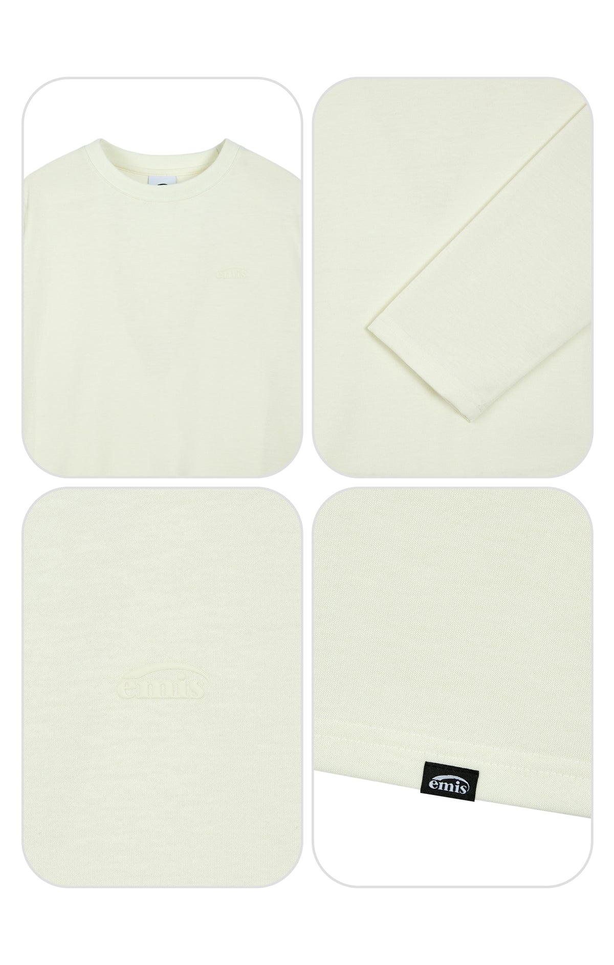 Emis Mono Logo Print LS T-Shirt-Cream