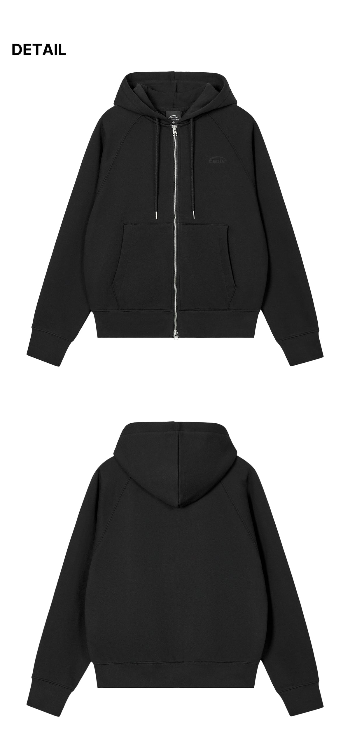 Emis Mono Logo Hood Zip-UP-Black