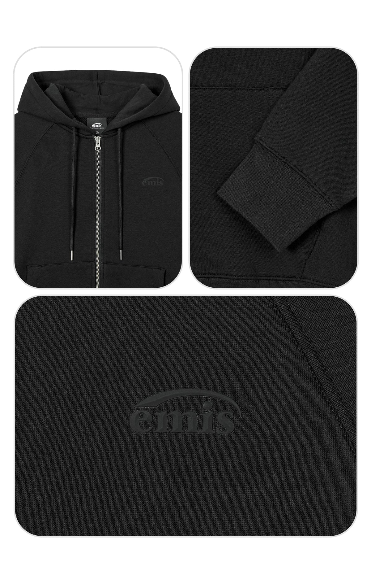 Emis Mono Logo Hood Zip-UP-Black