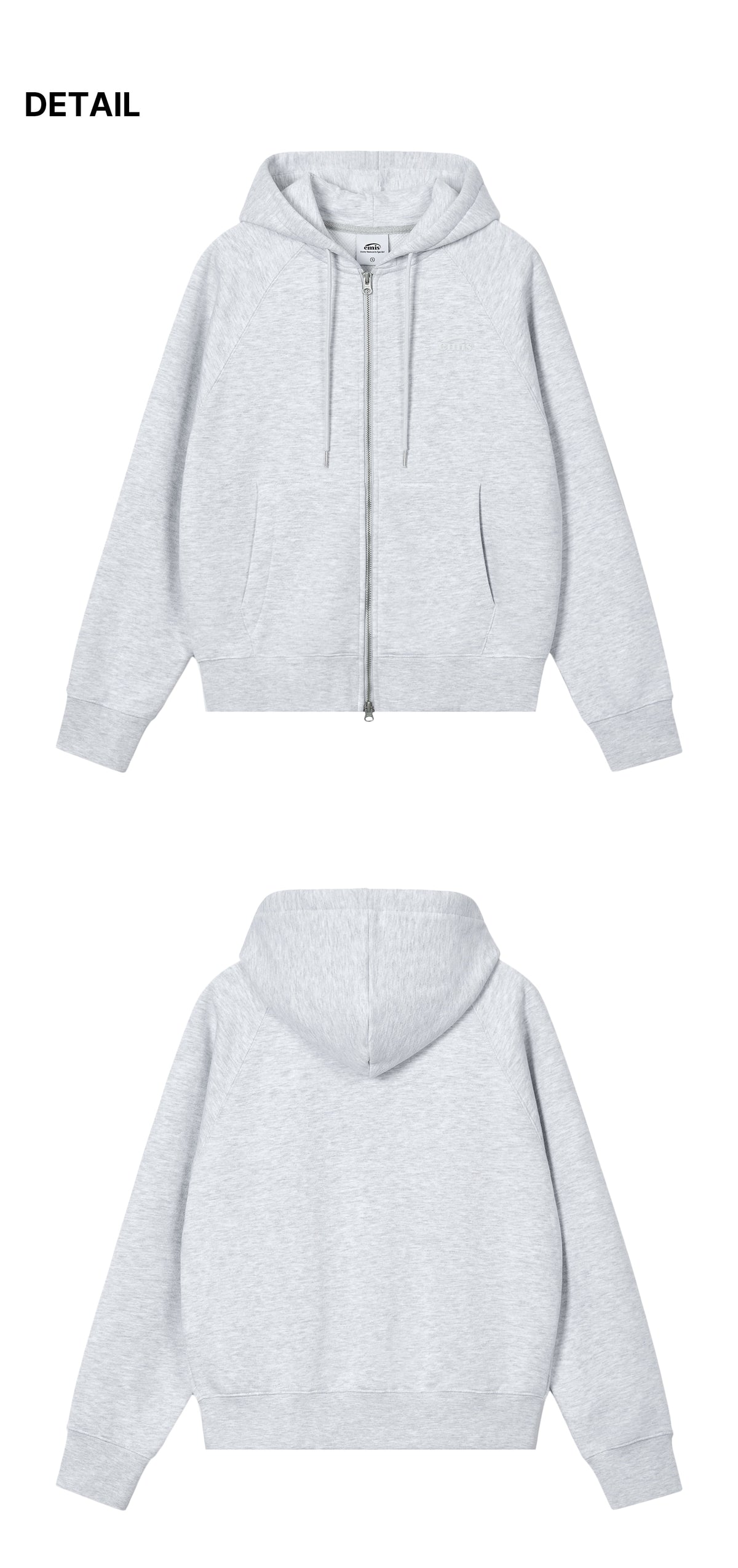 Emis Mono Logo Hood Zip-Up-Light Gray