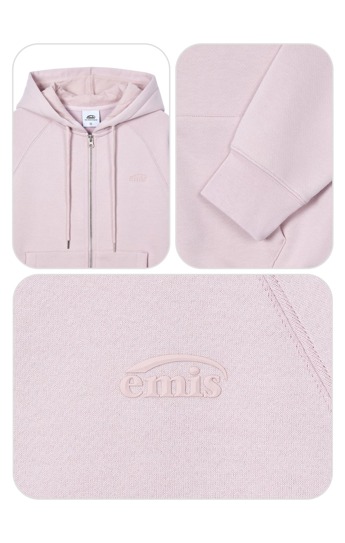Emis Mono Logo Hood Zip-Up-Pink