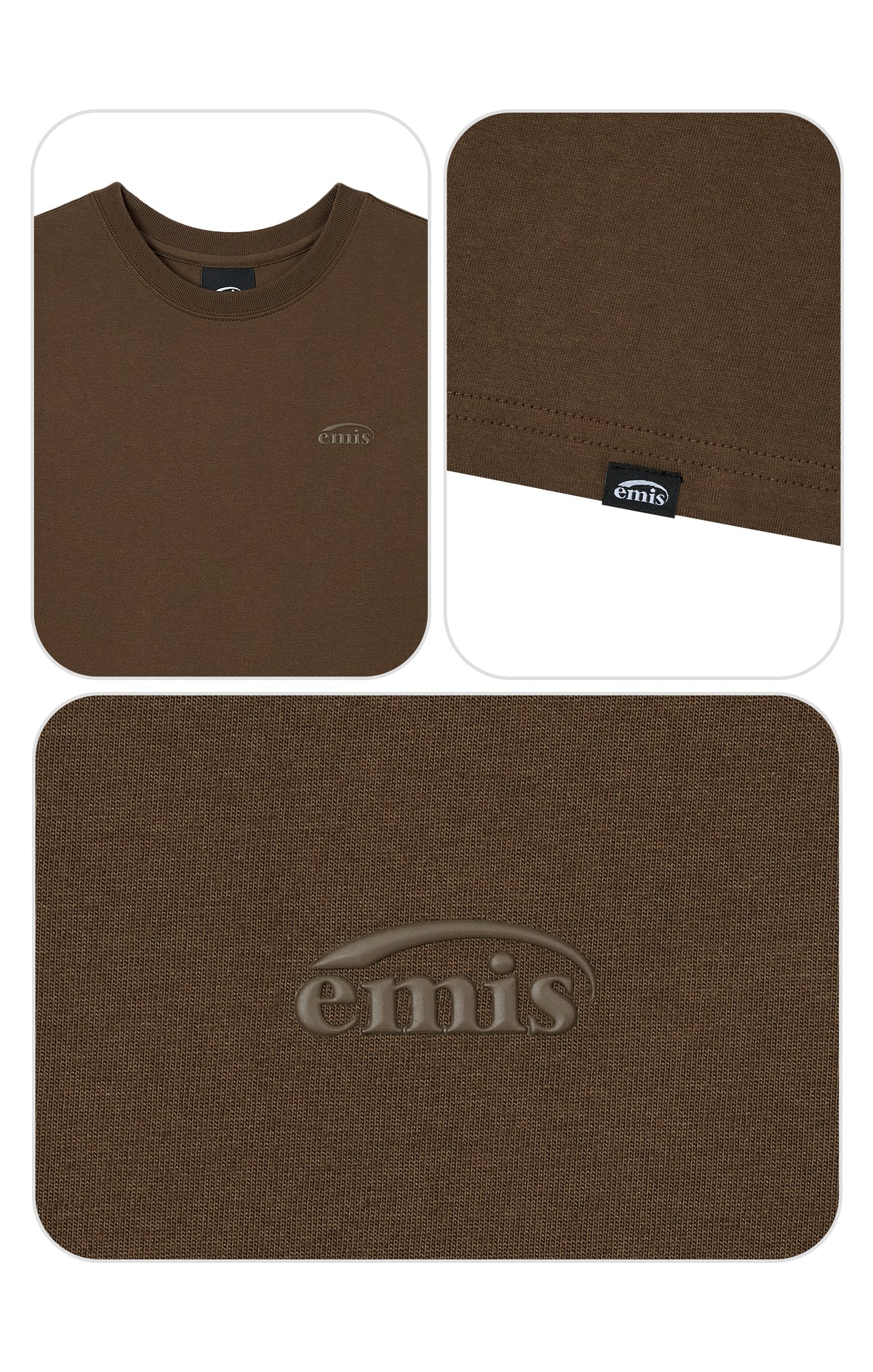 Emis Mono Logo Print T-Shirt-Brown