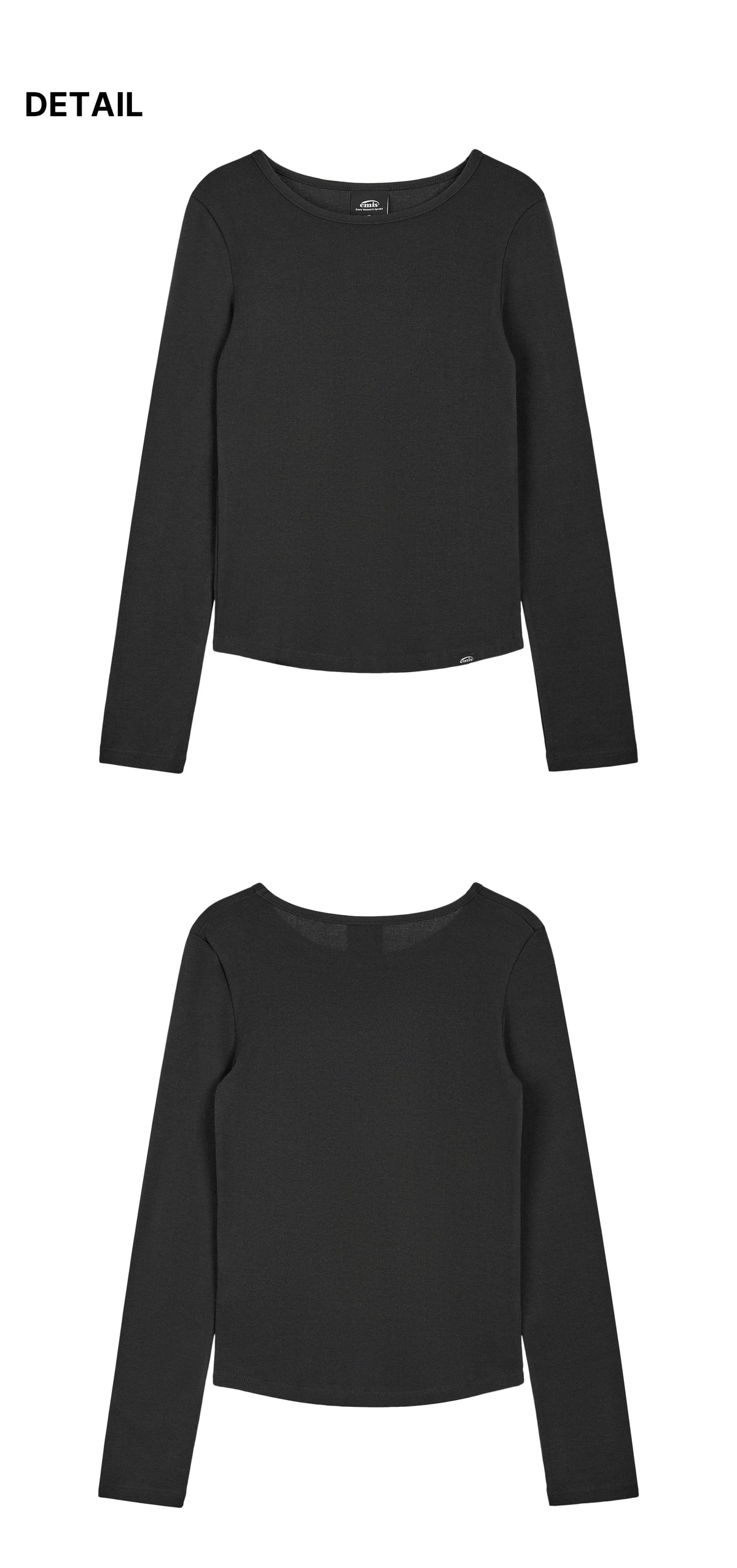 Emis Ribbed Boat Neck LS T-Shirt-Black