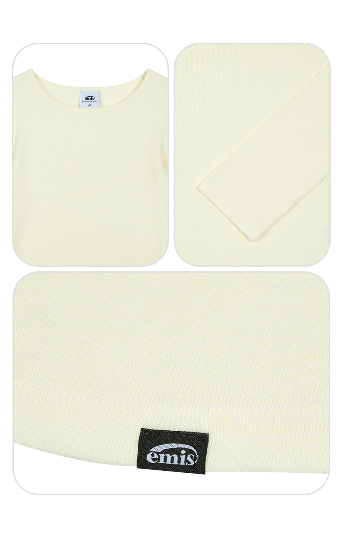 Emis Ribbed Boat Neck LS T-Shirt-Ivory