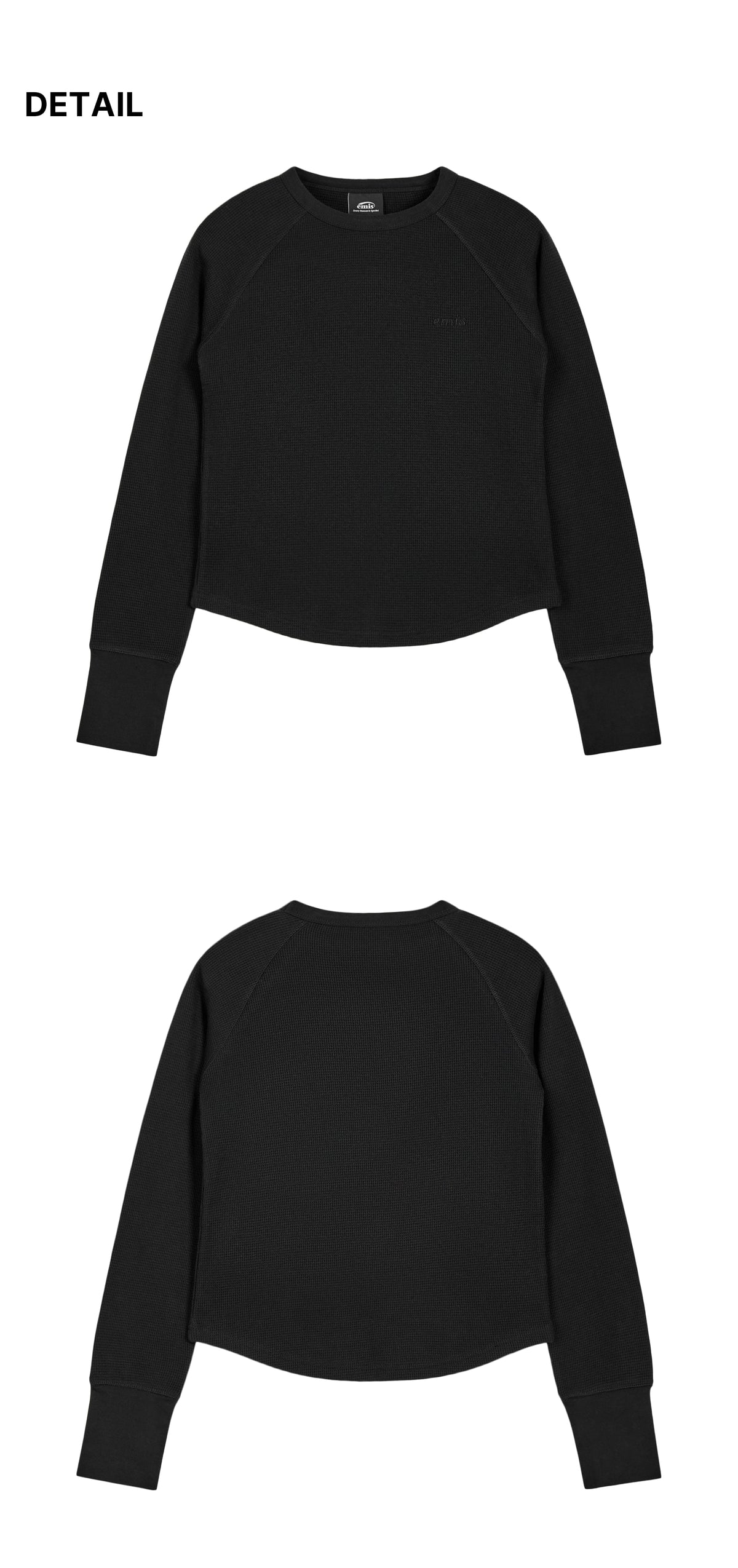 Emis Waffle Raglan LS T-Shirt-Black