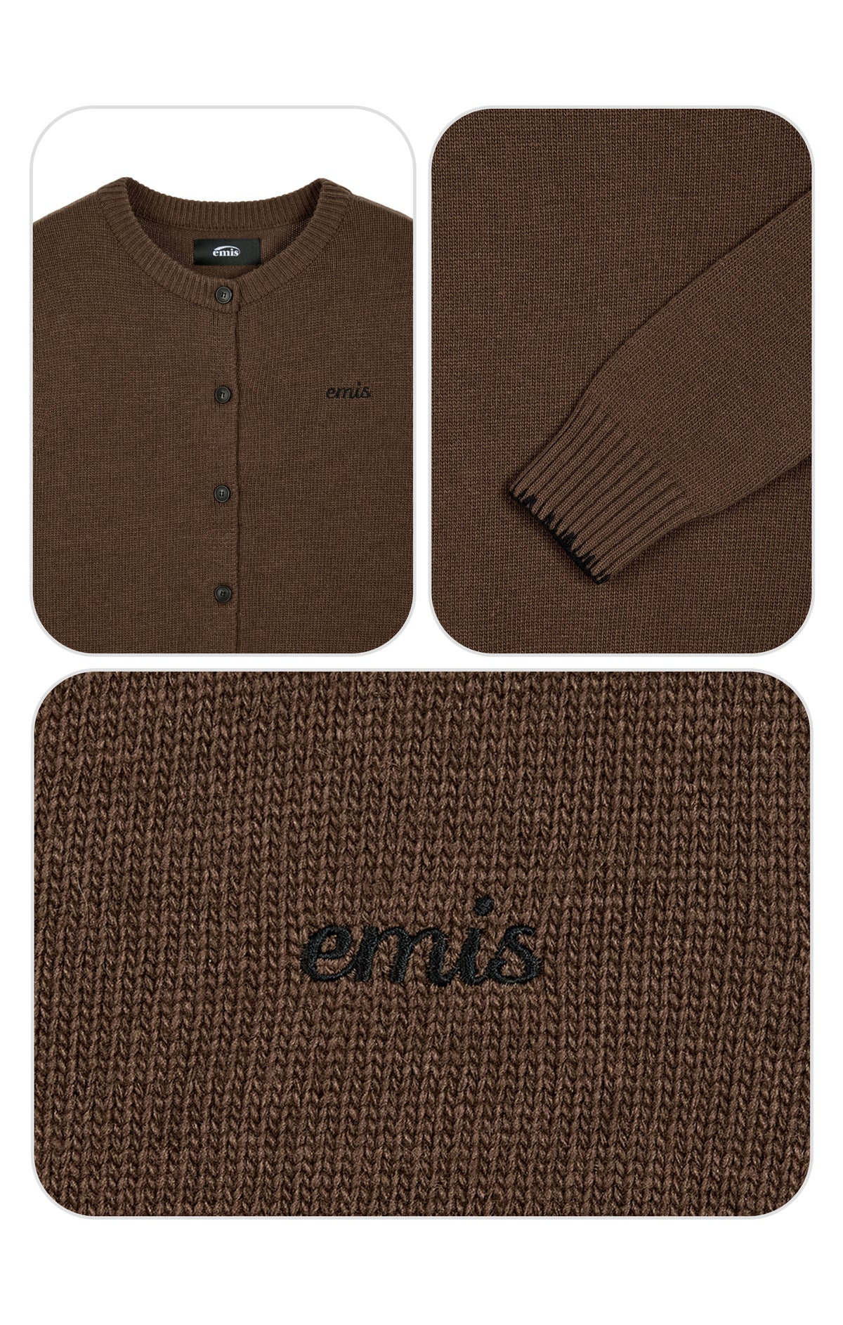 Emis Blanket Stitch Cardigan-Brown