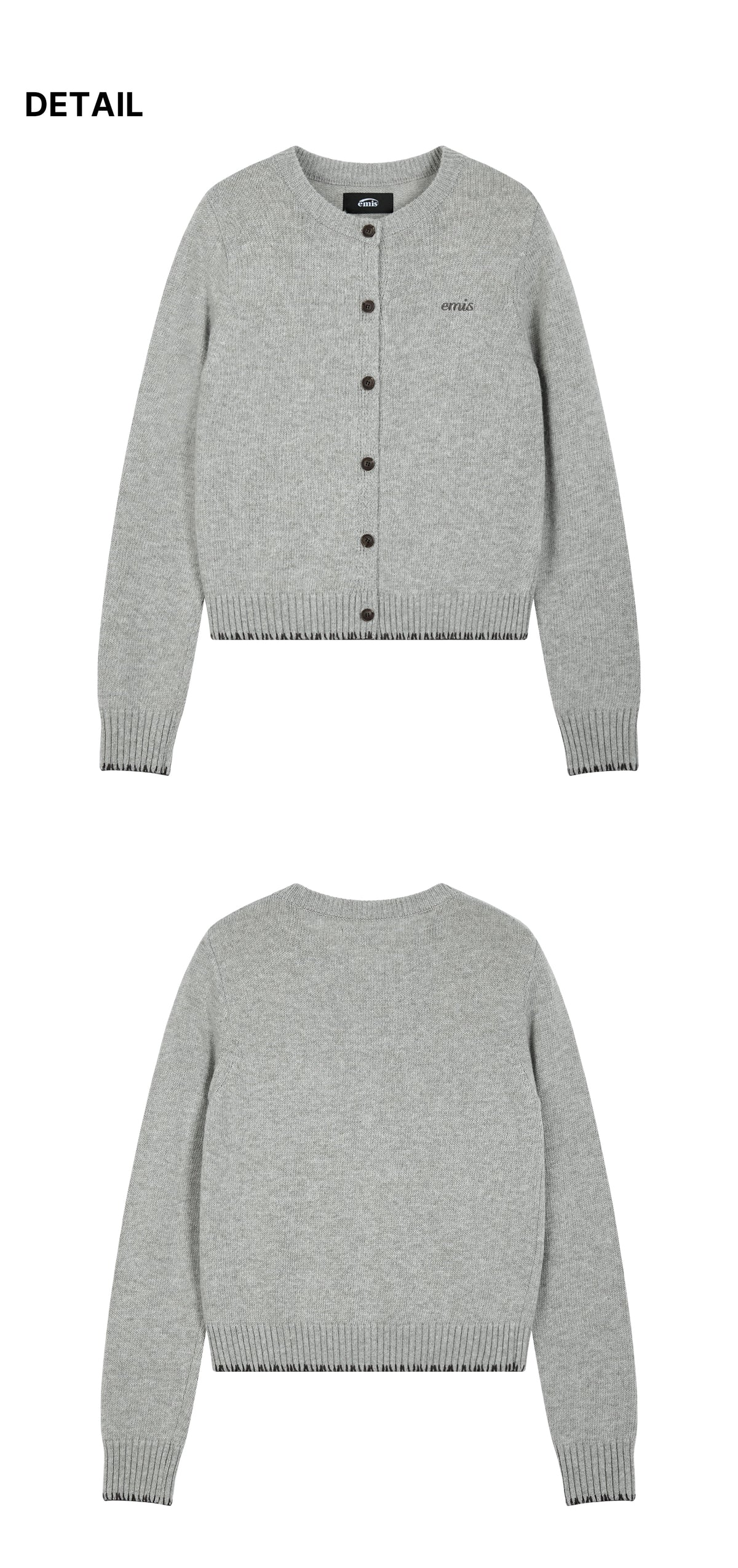 Emis Blanket Stitch Cardigan-Light Gray