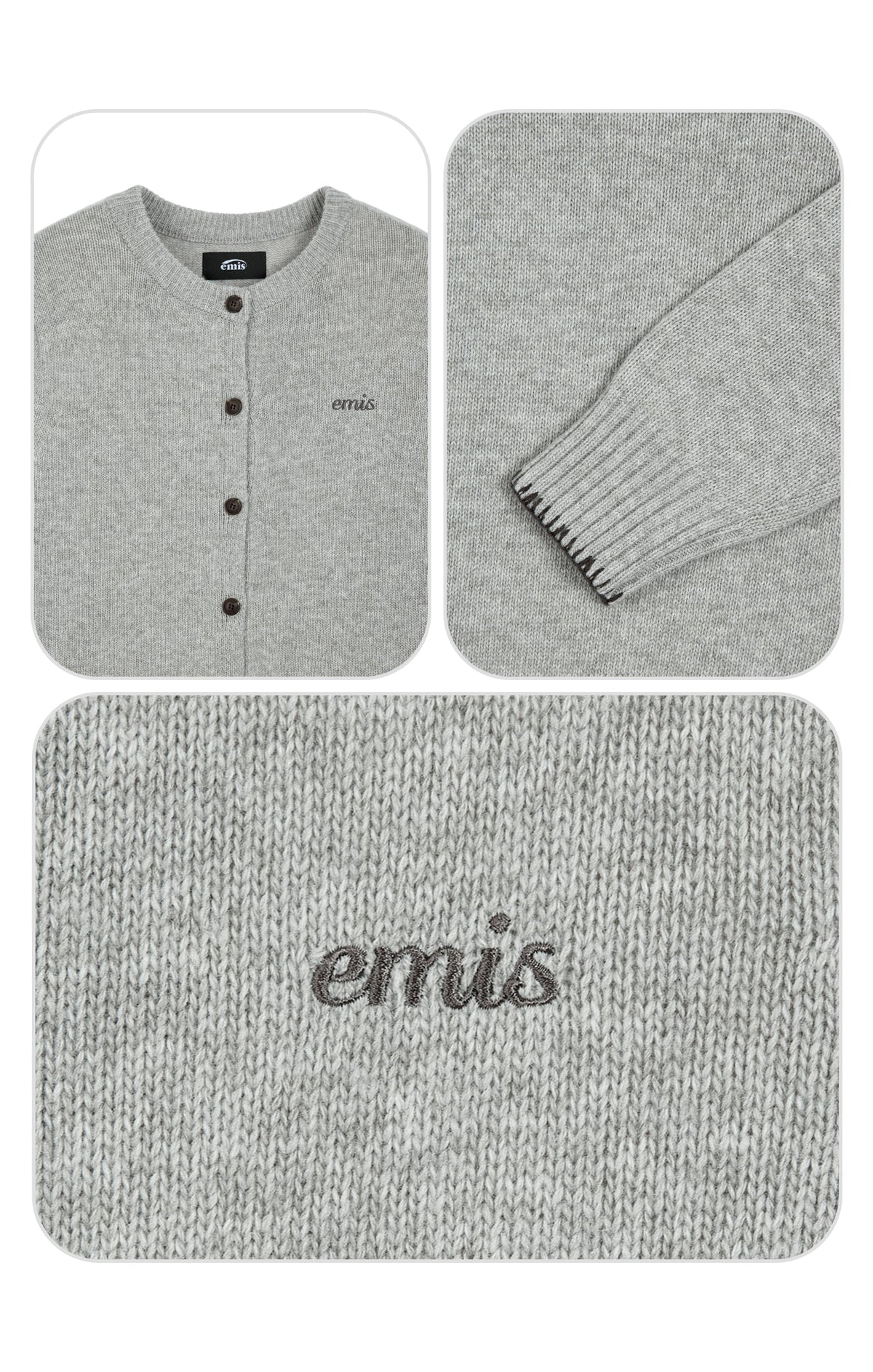 Emis Blanket Stitch Cardigan-Light Gray