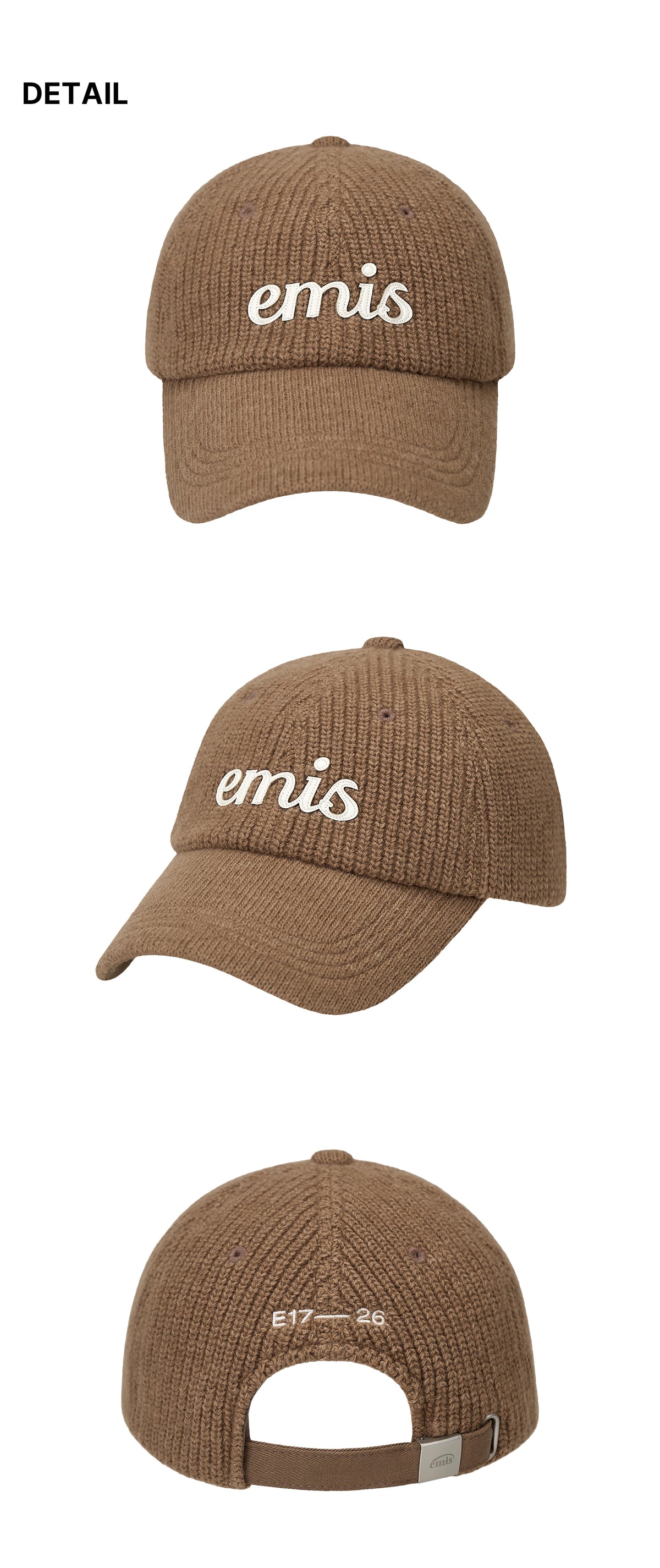 Emis Applique Knit Ball Cap-Brown