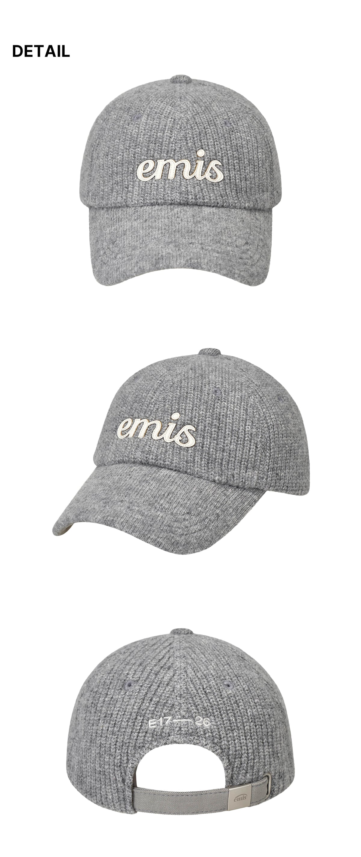 Emis Applique Knit Ball Cap-Gray