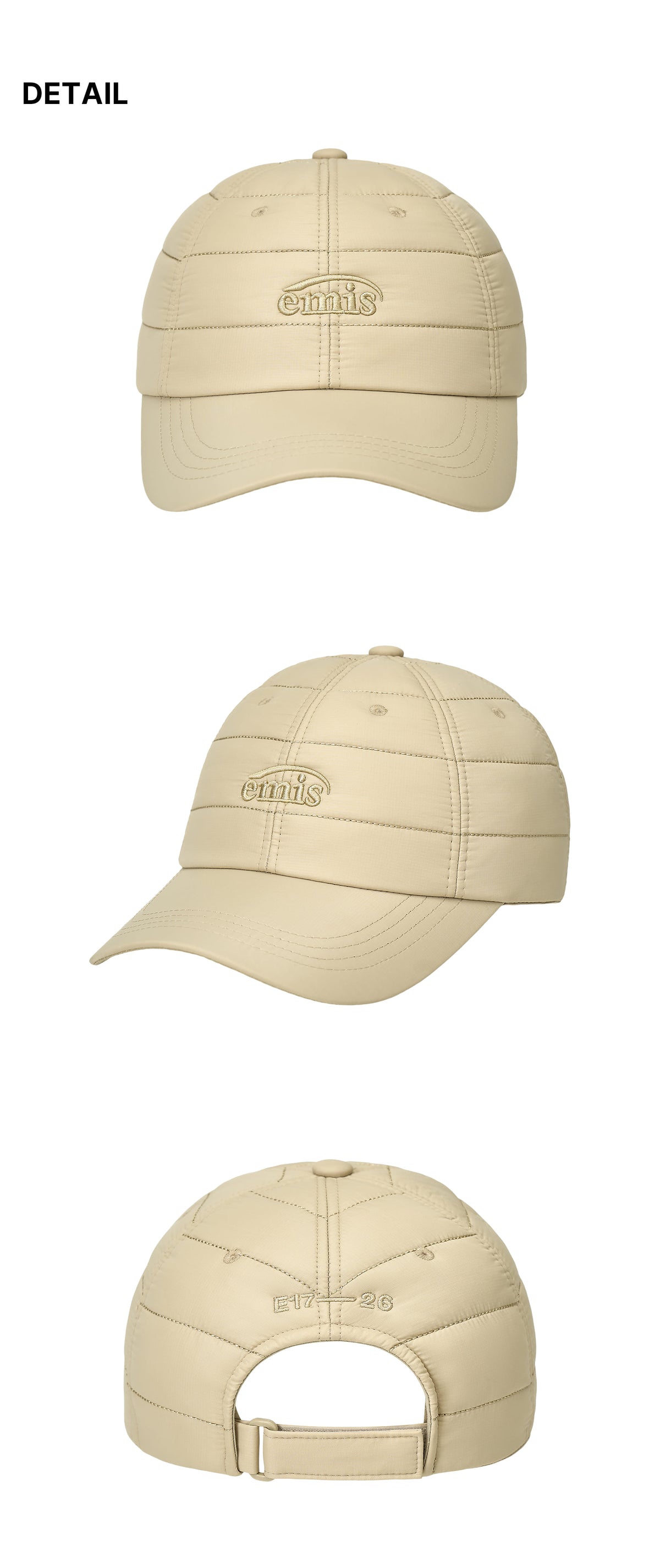 Emis Small Logo Padded Ball Cap-Beige