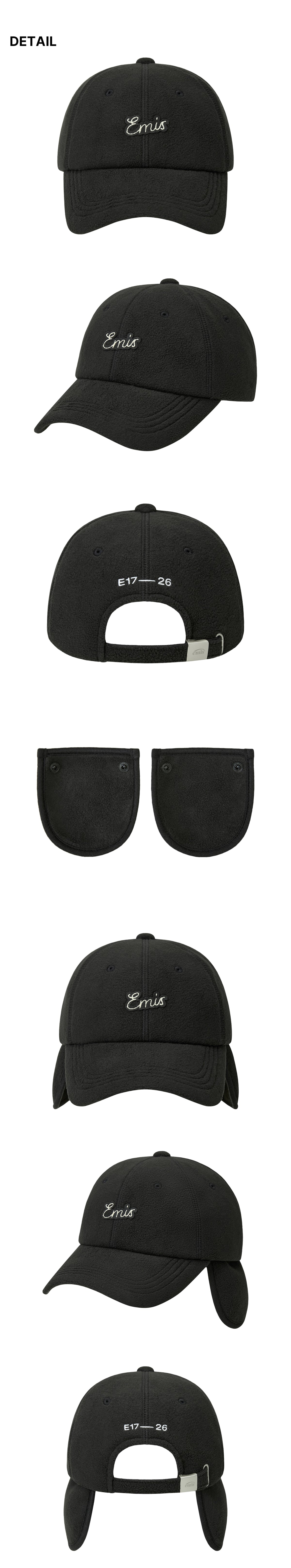 Emis Small Line Patch Fleece Ball Cap-Black