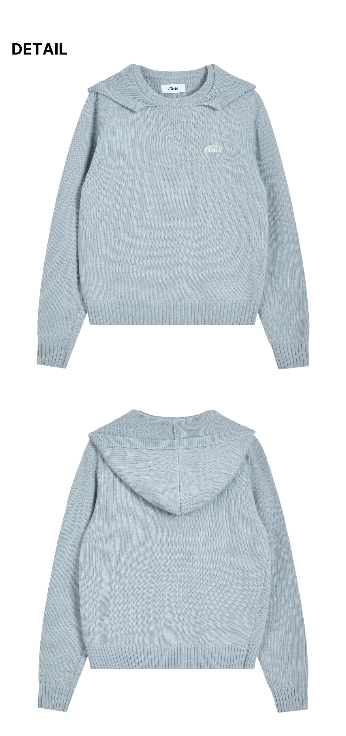 Emis Wrap Knit Hoodie-Ash Blue