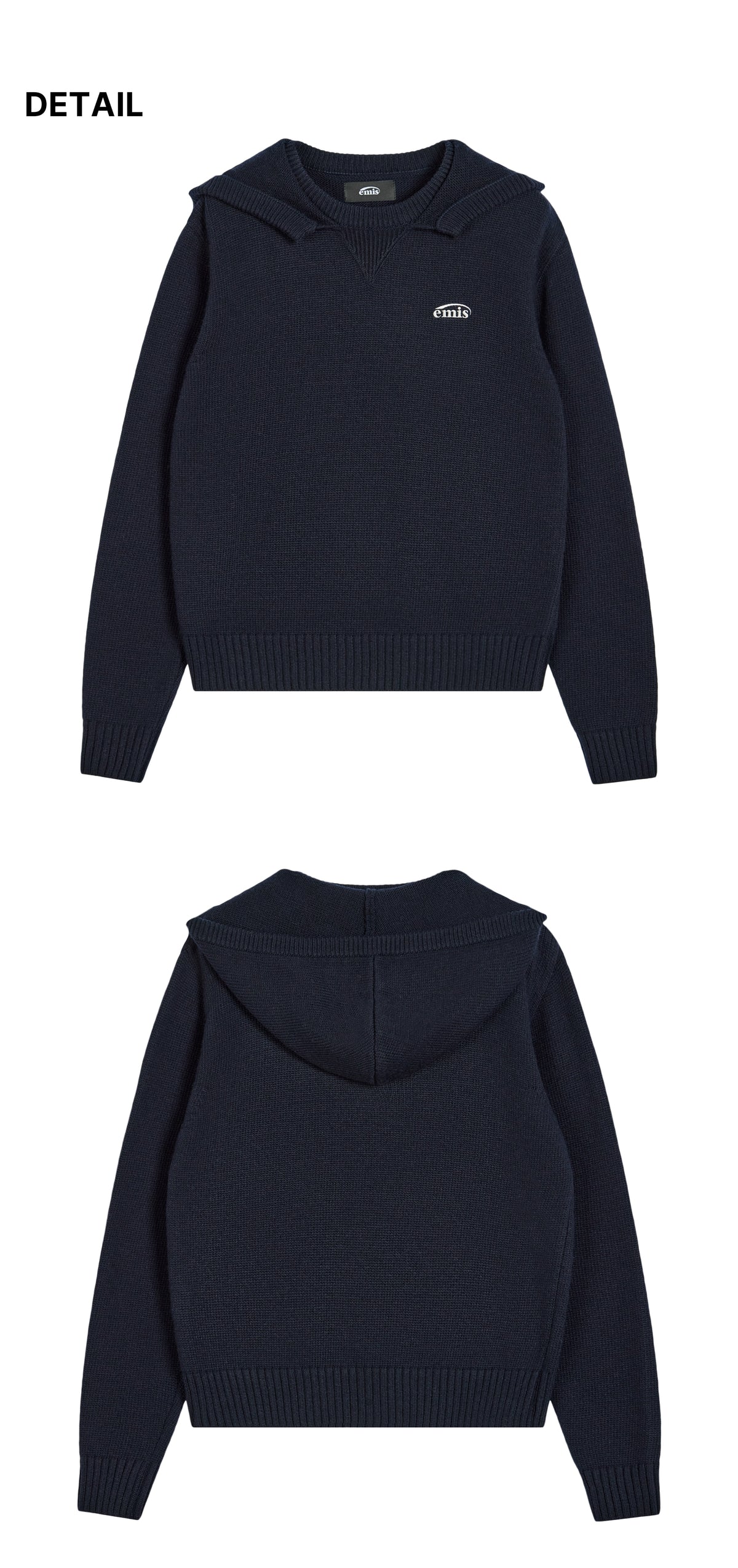 Emis Wrap Knit Hoodie-Navy