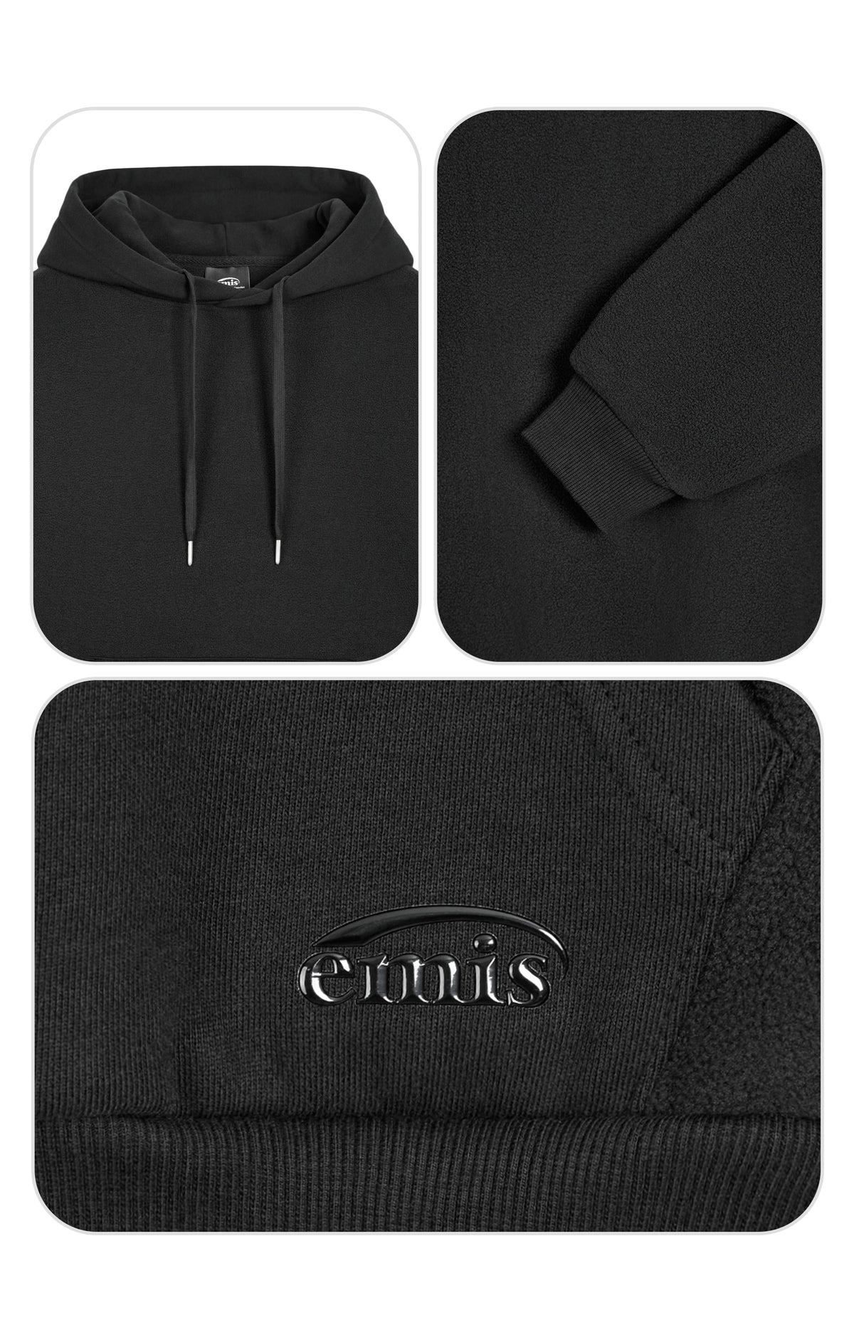 Emis Fleece Combi Hoodie-Black