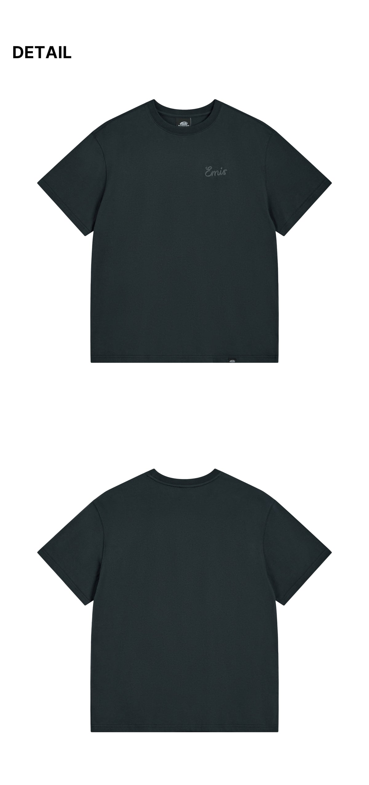 Emis Chain Stitch Line Logo T-Shirt-Navy