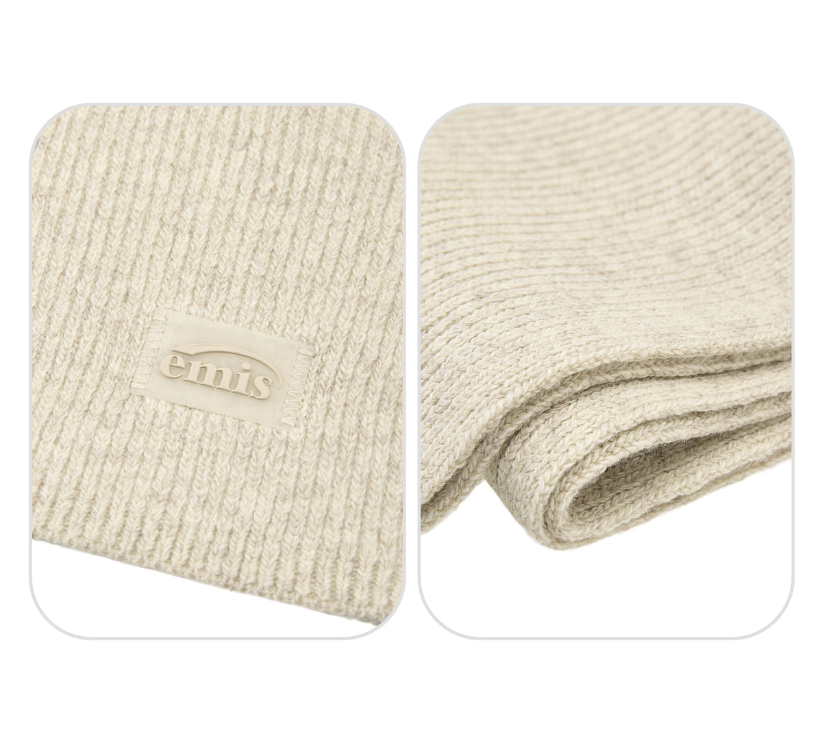 EMIS Square Patch Point Muffler-Oatmeal Melange