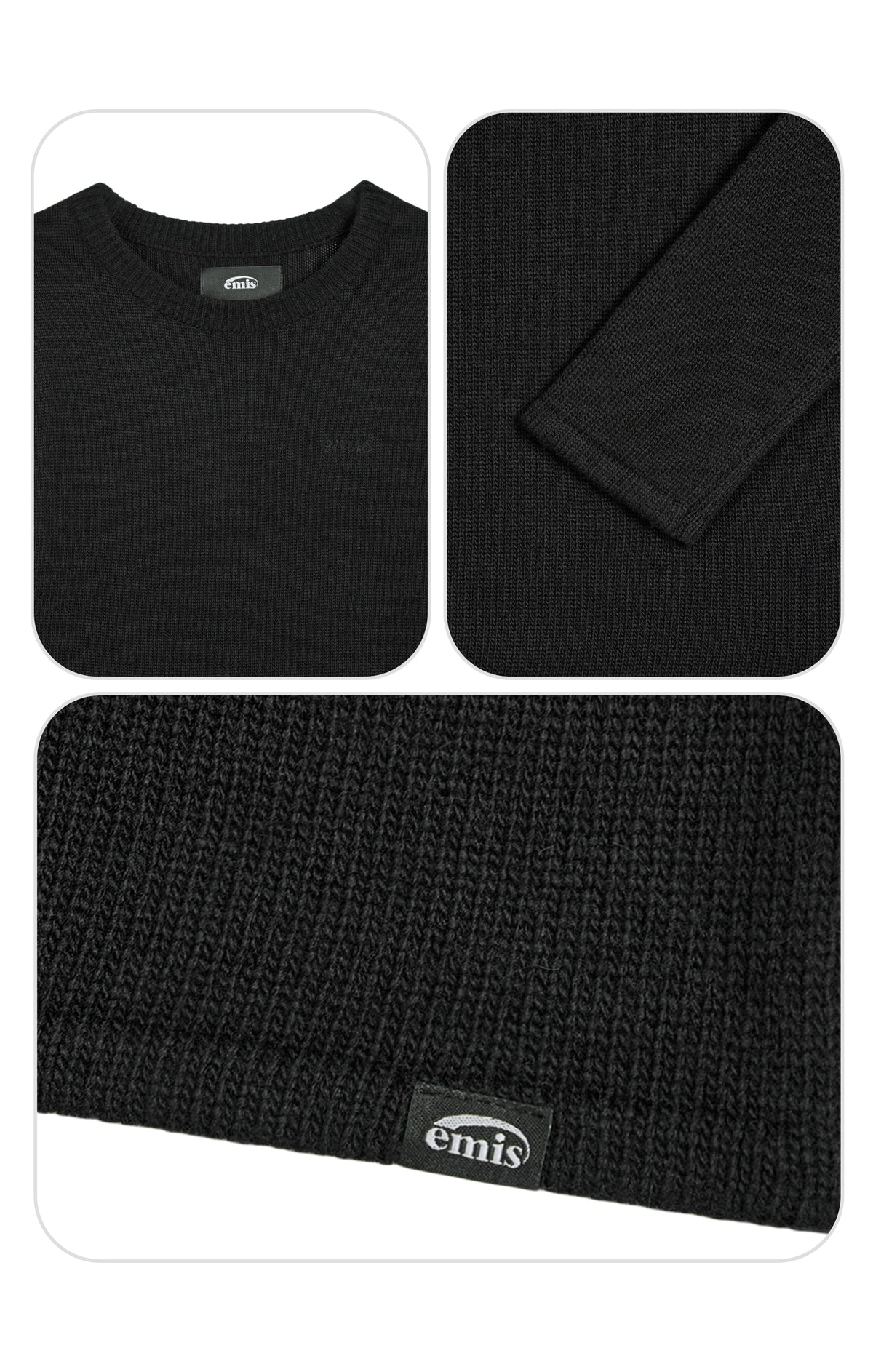 Emis Classic Knit Pullover-Black