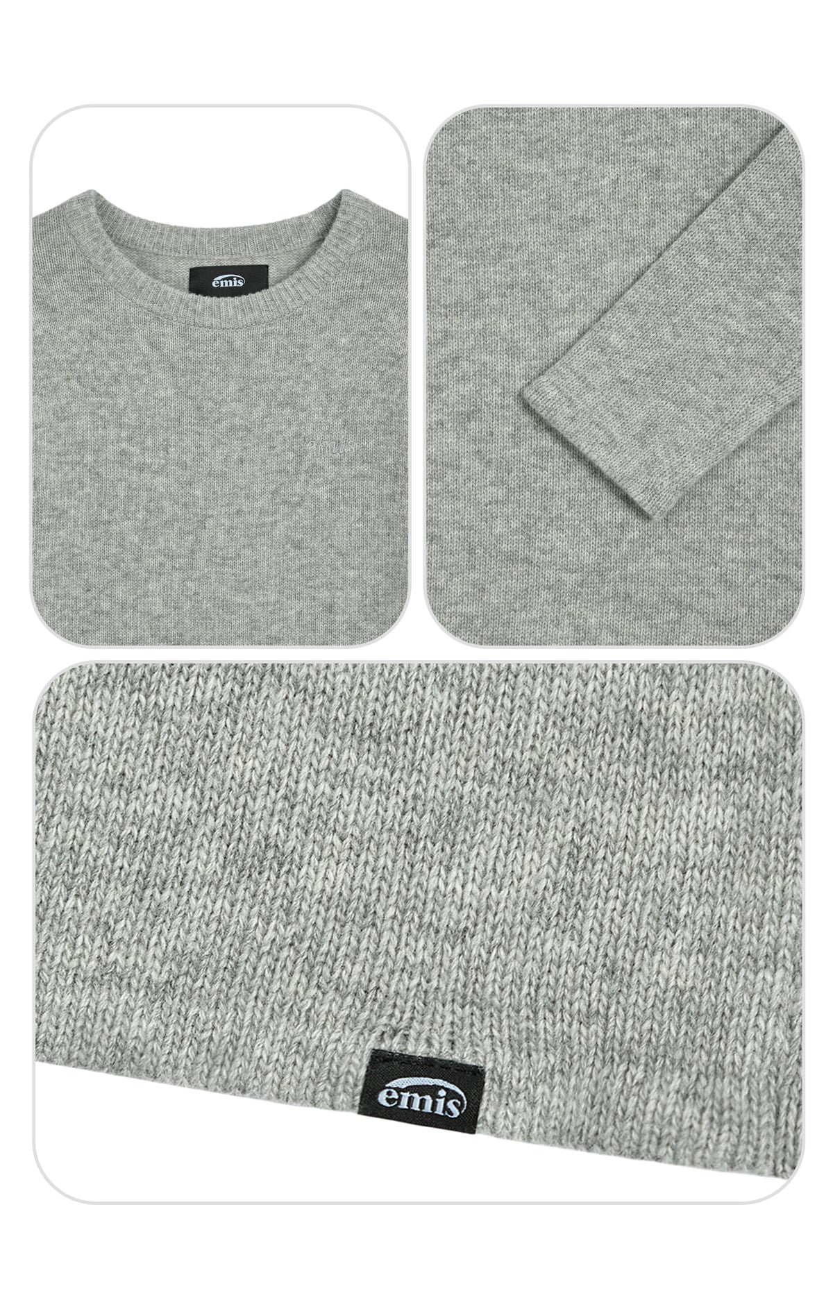 Emis Classic Knit Pullover-Melange Gray