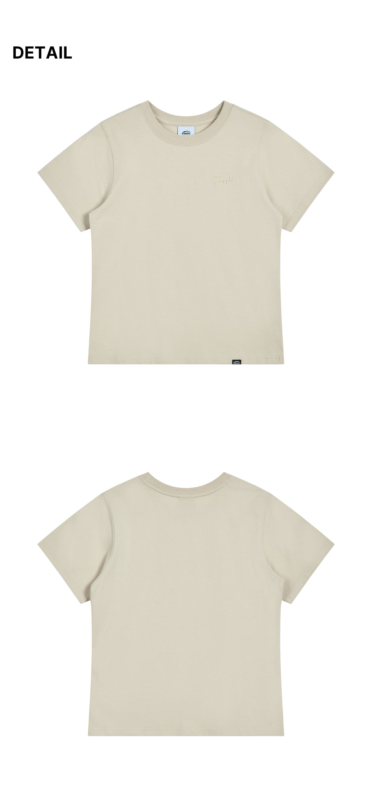 Emis Chain Stitch Line Logo T-Shirt-Beige