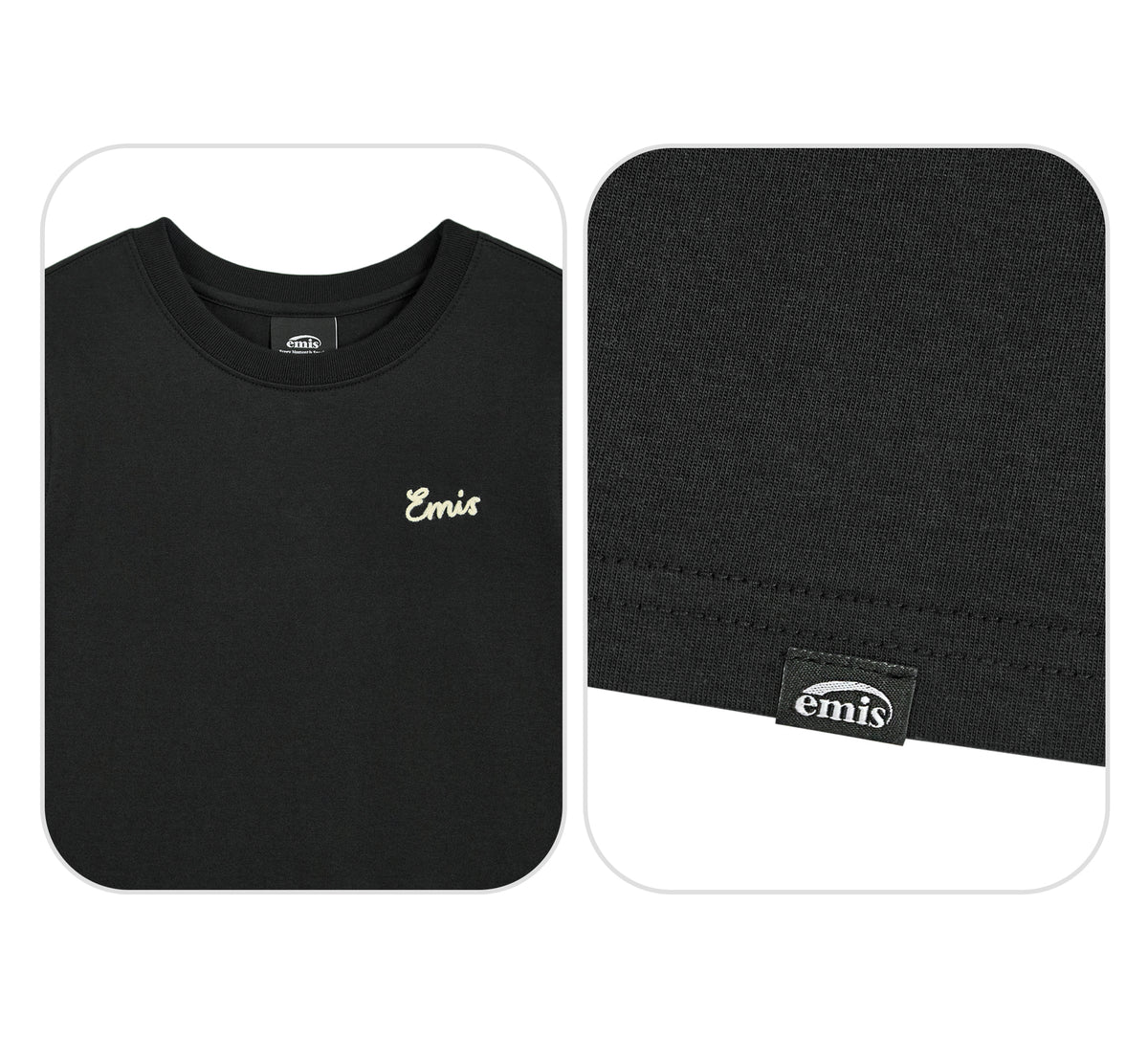 Emis Chain Stitch Line Logo T-Shirt-Black