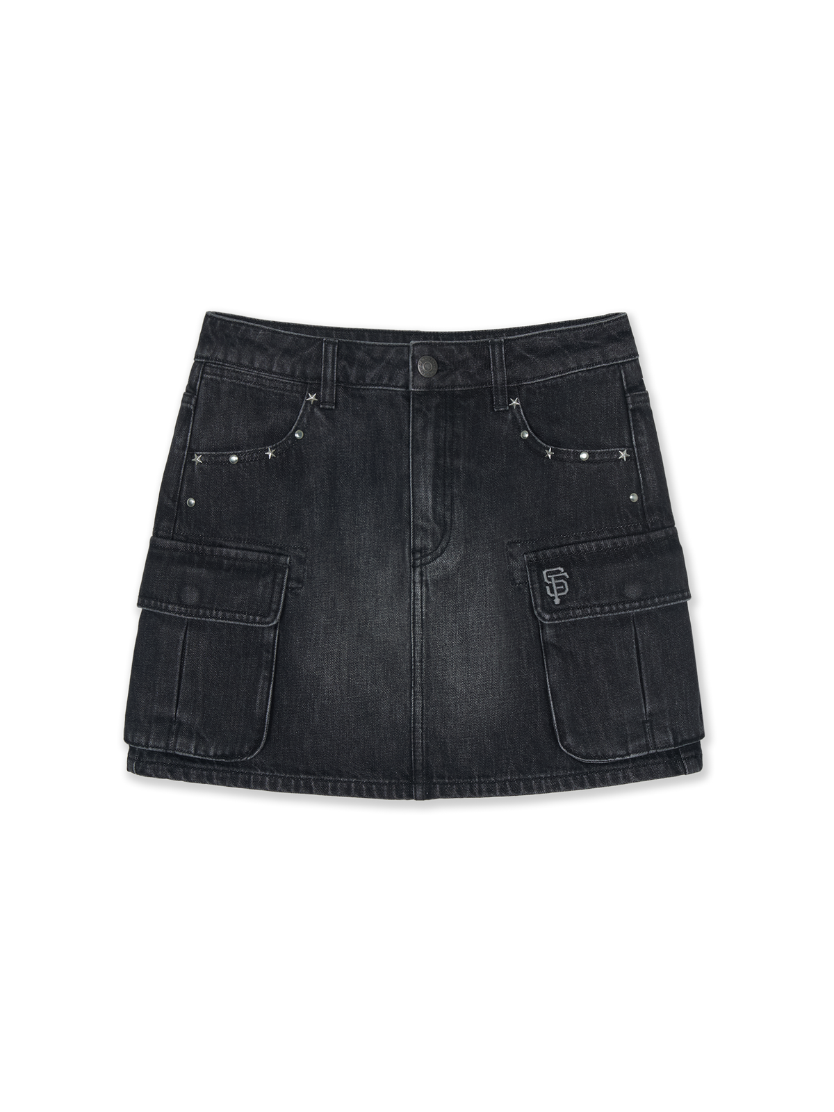 Mlb Women's Basic Small Logo Studded Denim Skirt