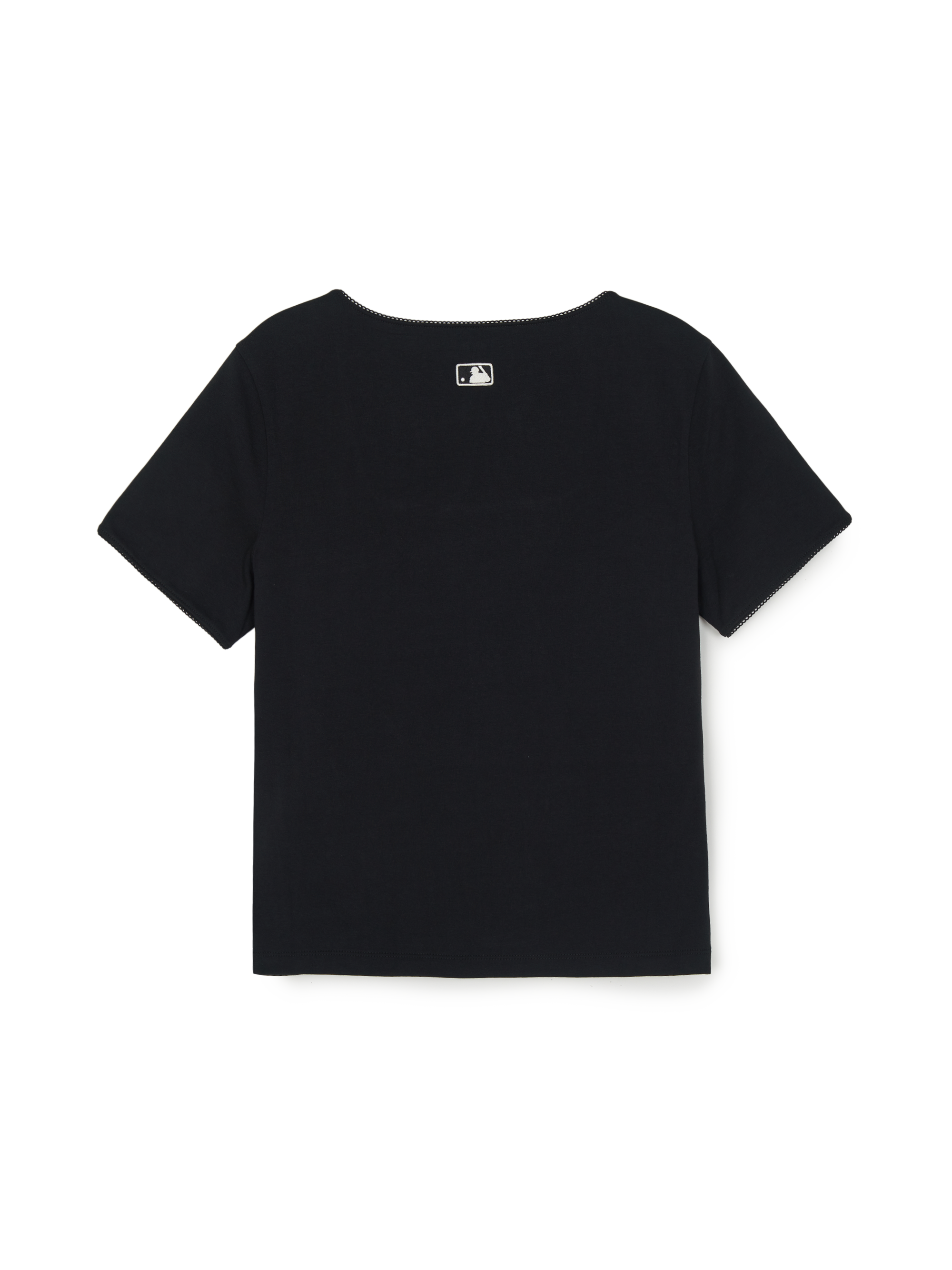 MLB Korea Women's Basic Lace Square Neck Slim Semi Crop T-shirts