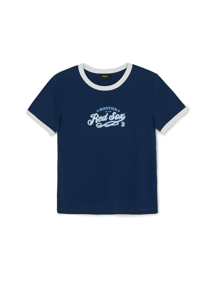 MLB Korea Women's Varsity Lettering Slim Slub Ringer T-shirts
