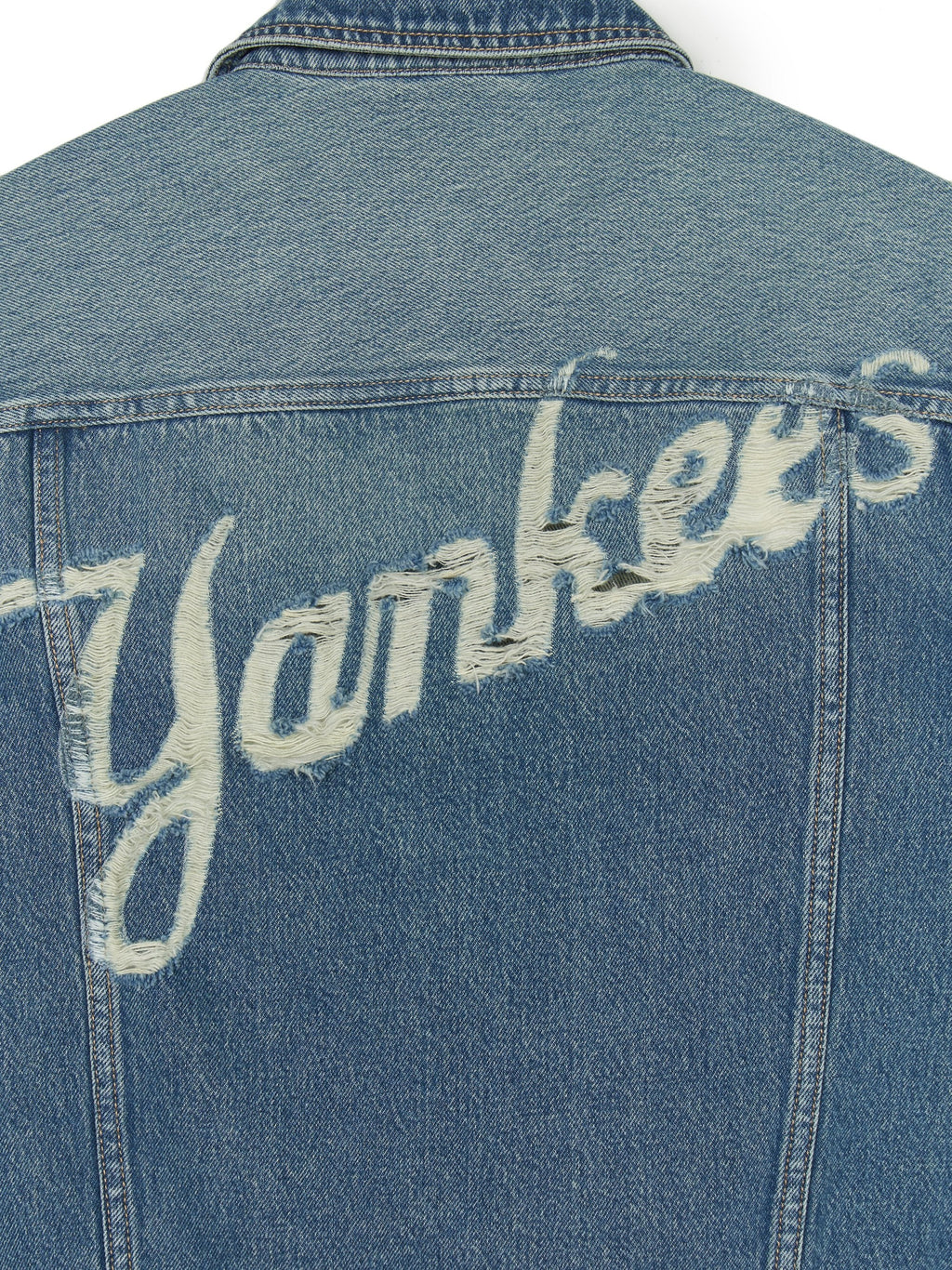 MLB Korea Mlb Hannam Vintage Lettering Denim Trucker Jacket