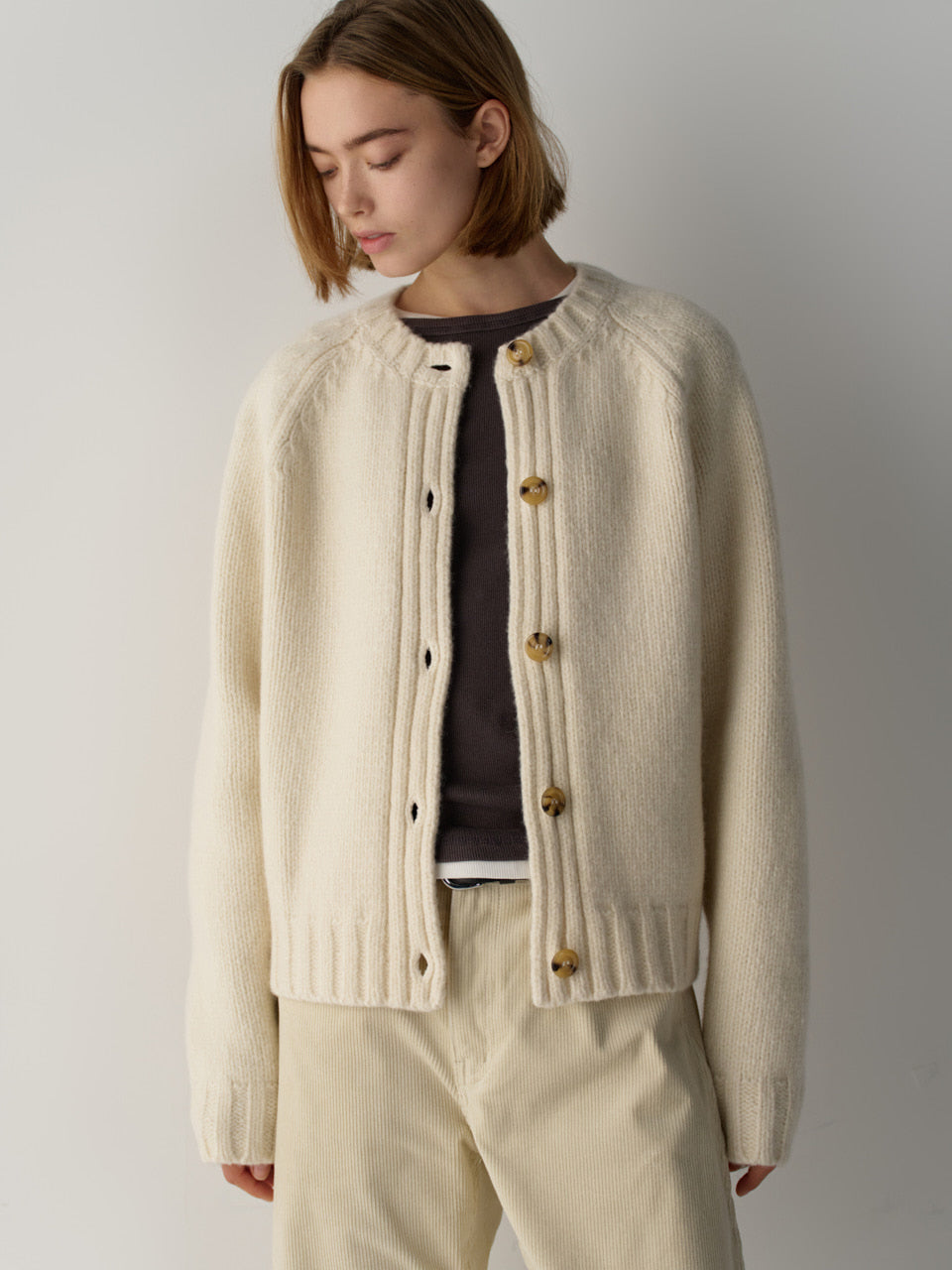 Facade Pattern Essential Raglan Cardigan ivory