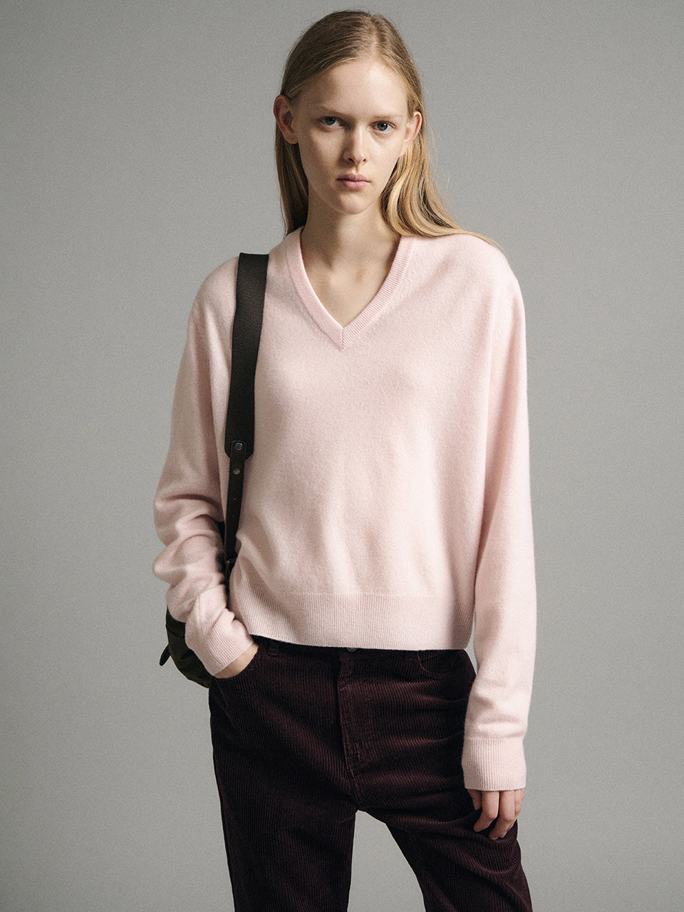 Facade Pattern Essential V-Neck Knitwear pale pink