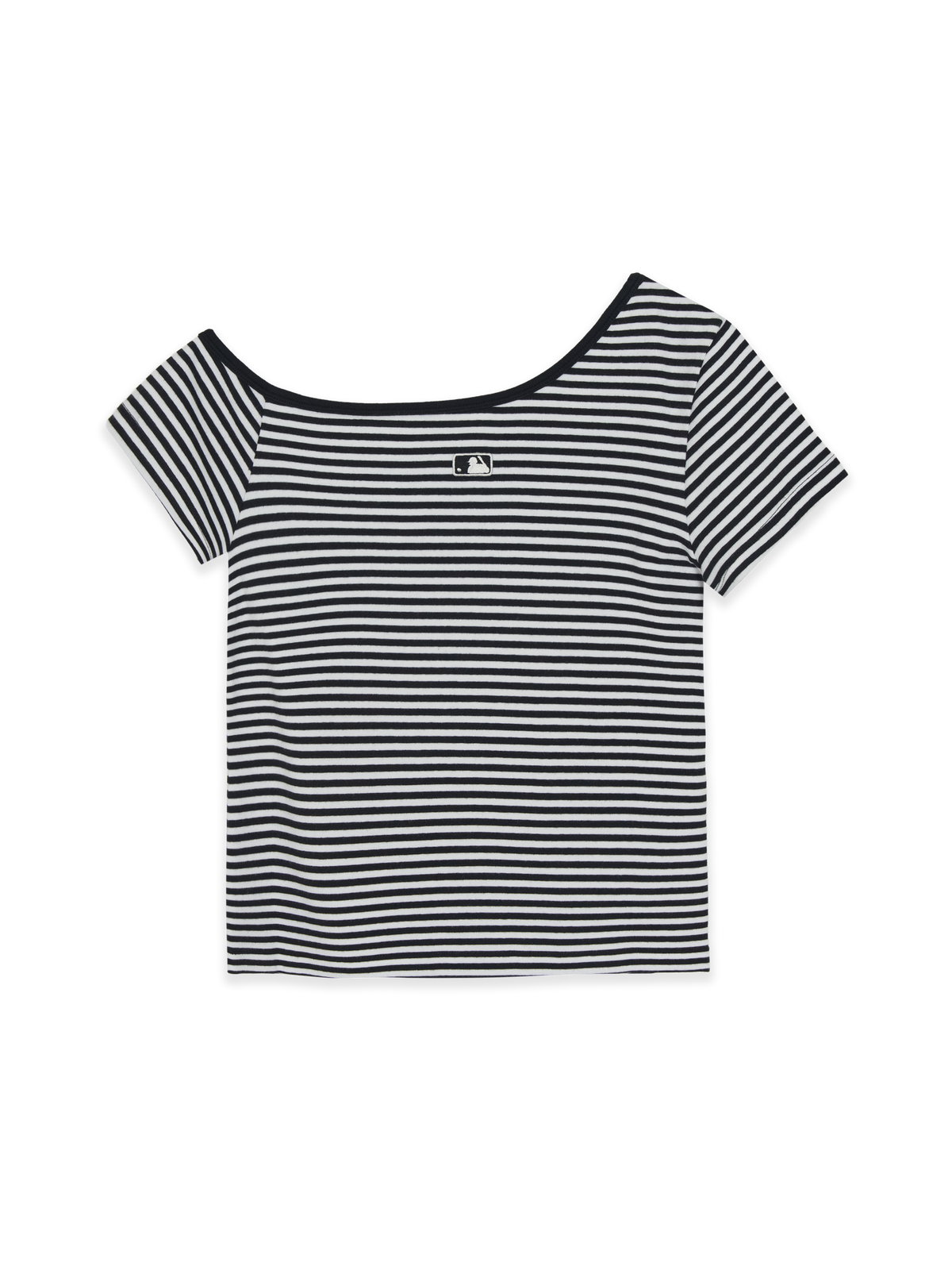 Mlb Women's Varsity Stripe Off Shoulder Slim Semi Crop T-Shirts