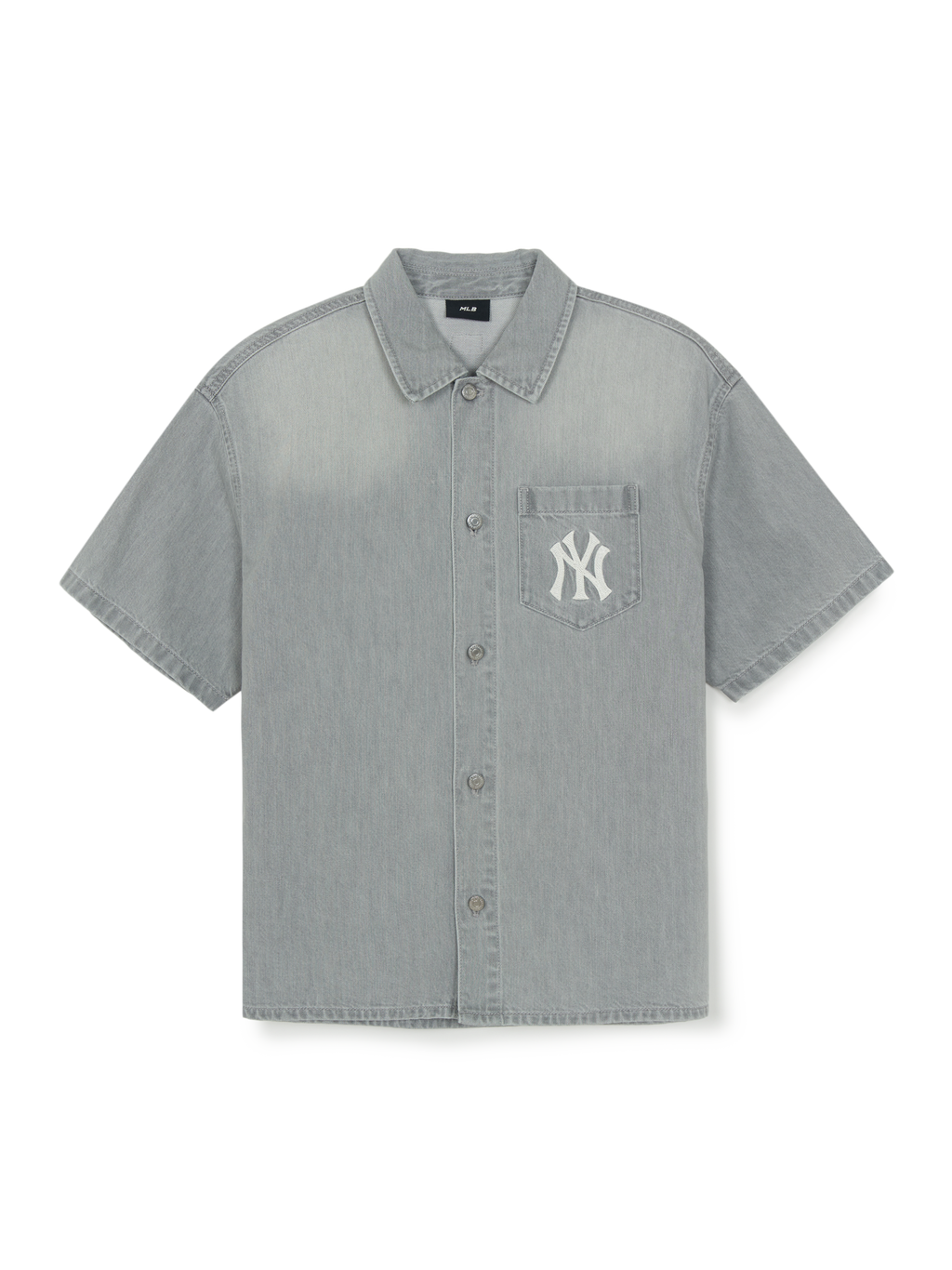 MLB Korea Basic Small Logo Summer Tencel Short Sleeve Denim Shirt