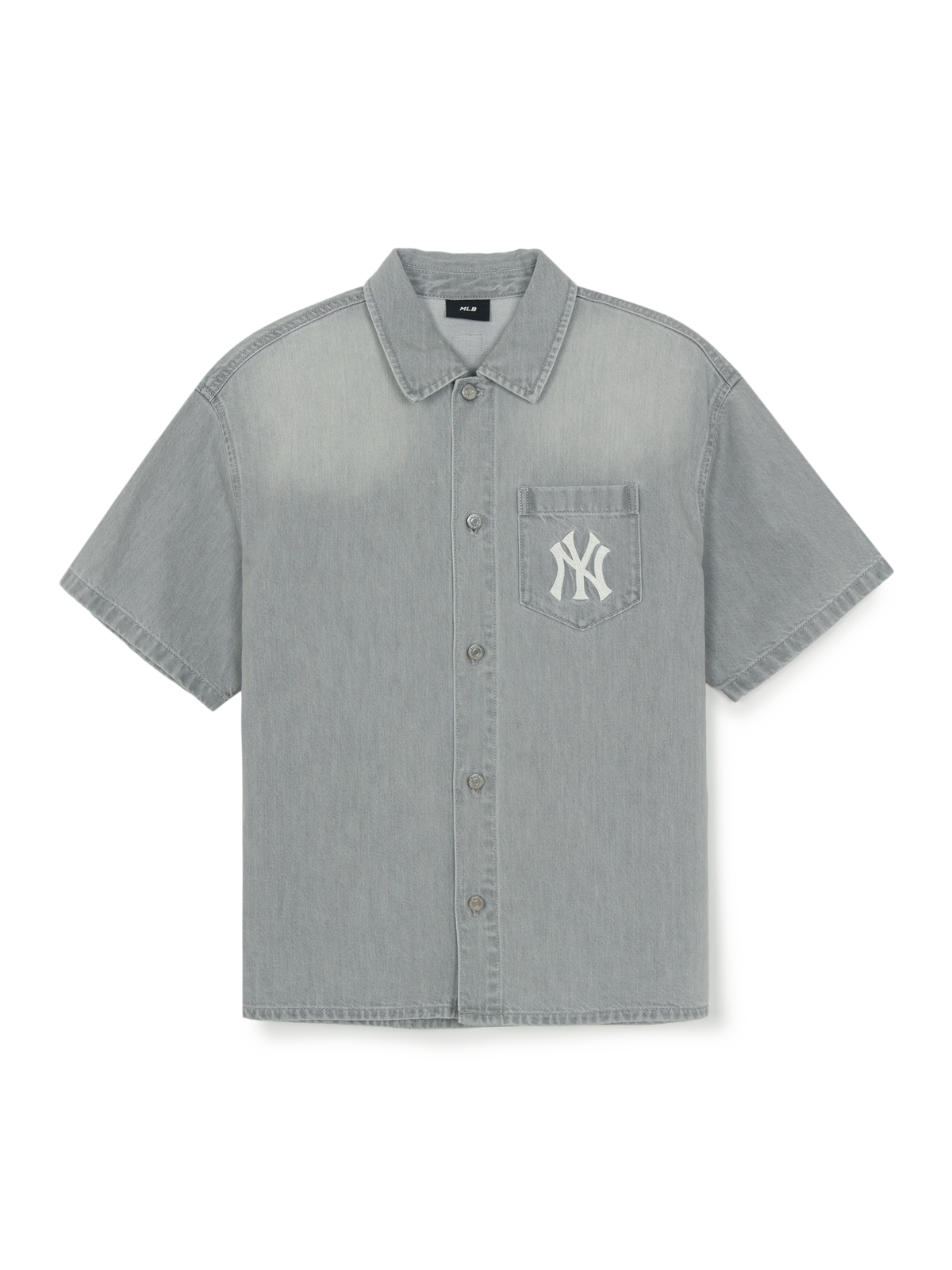 MLB Korea Basic Small Logo Summer Tencel Short Sleeve Denim Shirt