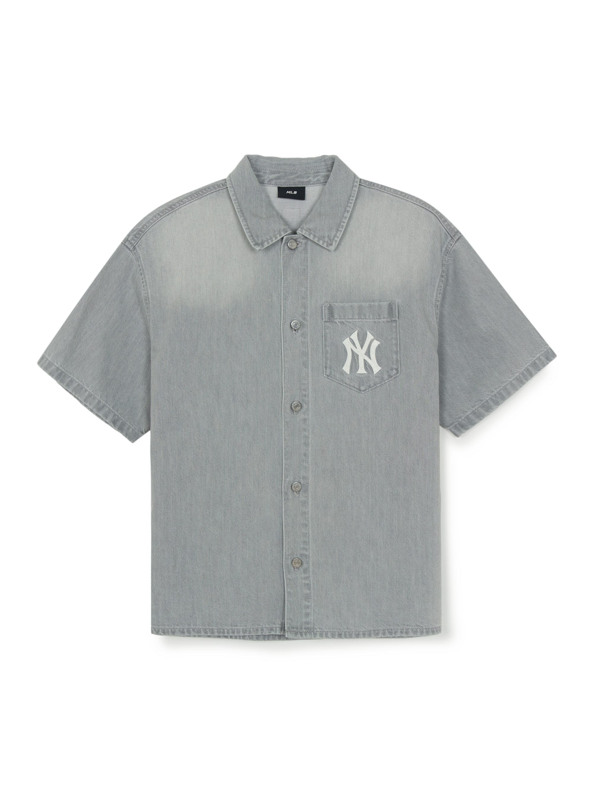 MLB Korea Basic Small Logo Summer Tencel Short Sleeve Denim Shirt