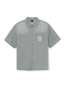 Mlb Basic Small Logo Summer Tencel Short Sleeve Denim Shirt