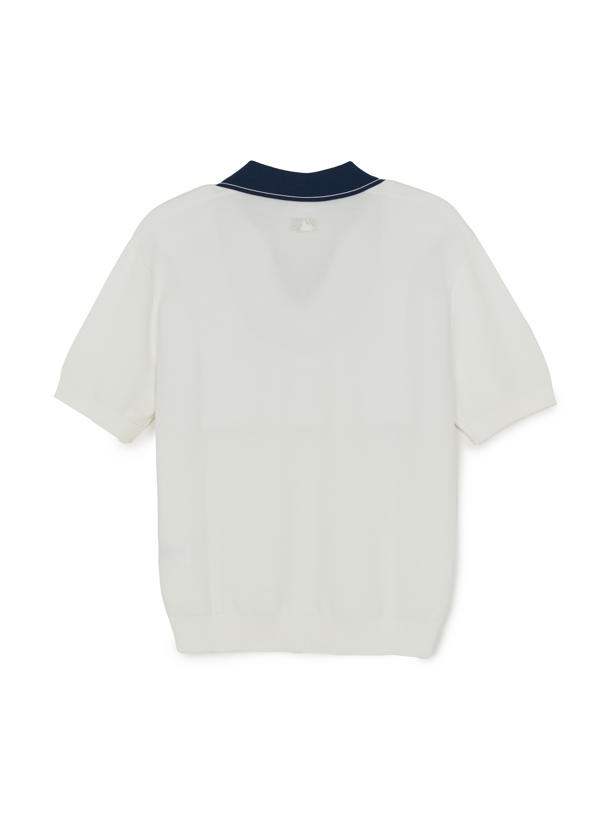 MLB Korea Varsity Tuck Texture Open Collar Short Sleeve Knit Pullover