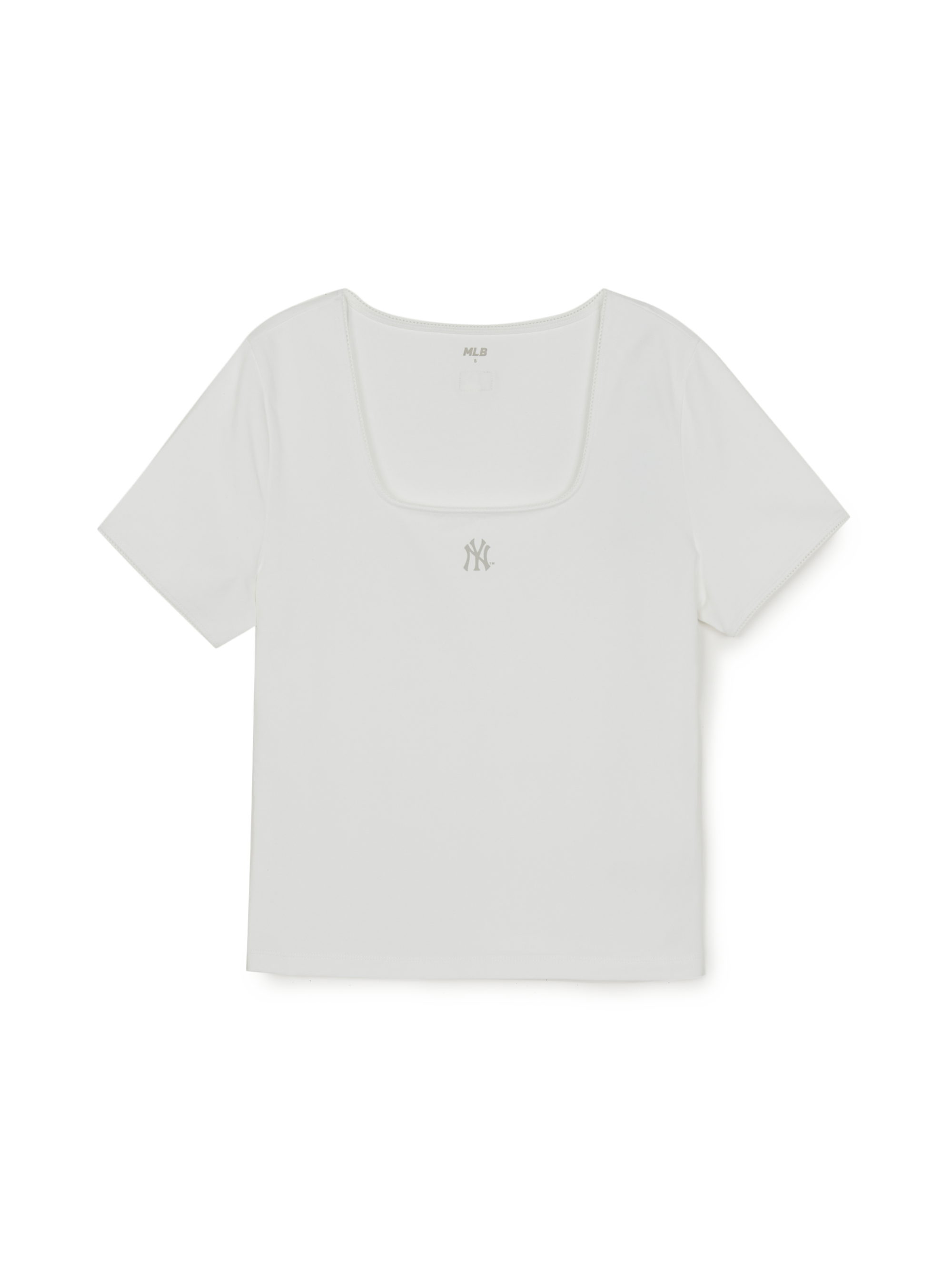 MLB Korea Women's Basic Lace Square Neck Slim Semi Crop T-shirts