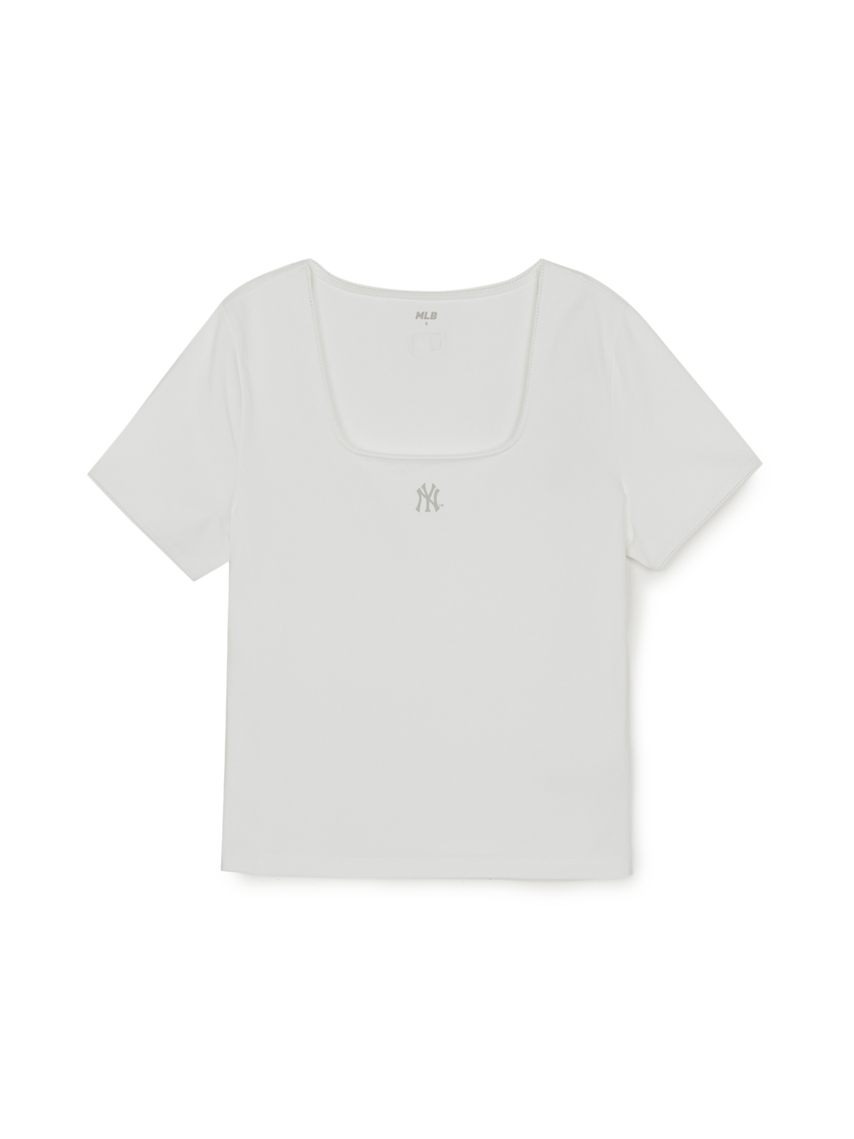 Mlb Women's Basic Lace Square Neck Slim Semi Crop T-shirts