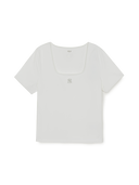 MLB Korea Women's Basic Lace Square Neck Slim Semi Crop T-shirts