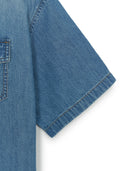 MLB Korea Varsity Vintage Slub Short Sleeve Denim Work Shirt