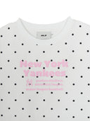 MLB Korea Women's Dots Pattern Lettering Slim Semi Crop T-shirts