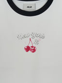 [MLB] Women's Summer Fruits Lifestyle Slim Semi Crop Ringer T-Shirts