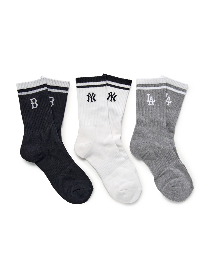 MLB Korea Daily Stripe Mid Socks 3pairs Set